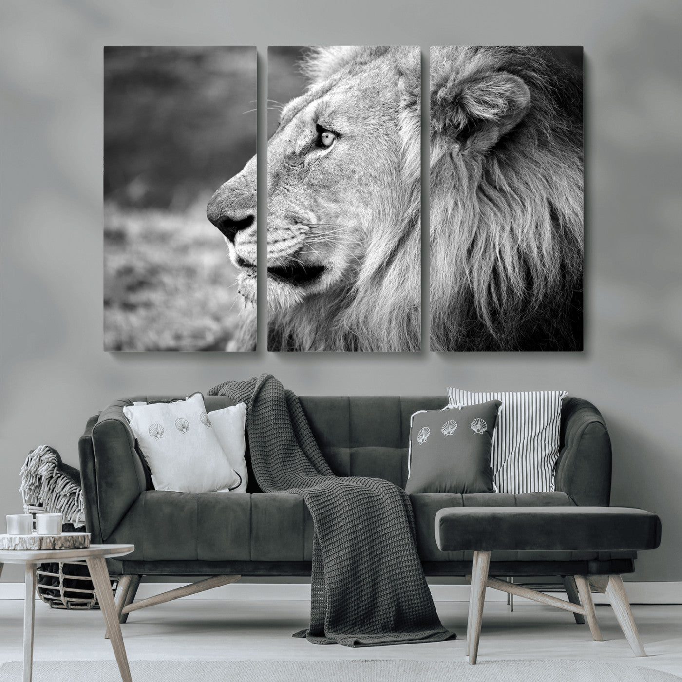 MGV-CV-48X32-3P - African Lion Wall Art Canvas Print