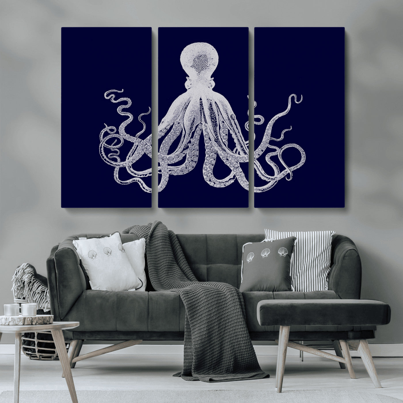 MGV-CV-48X32-3P - Blue Octopus Wall Art Canvas Print