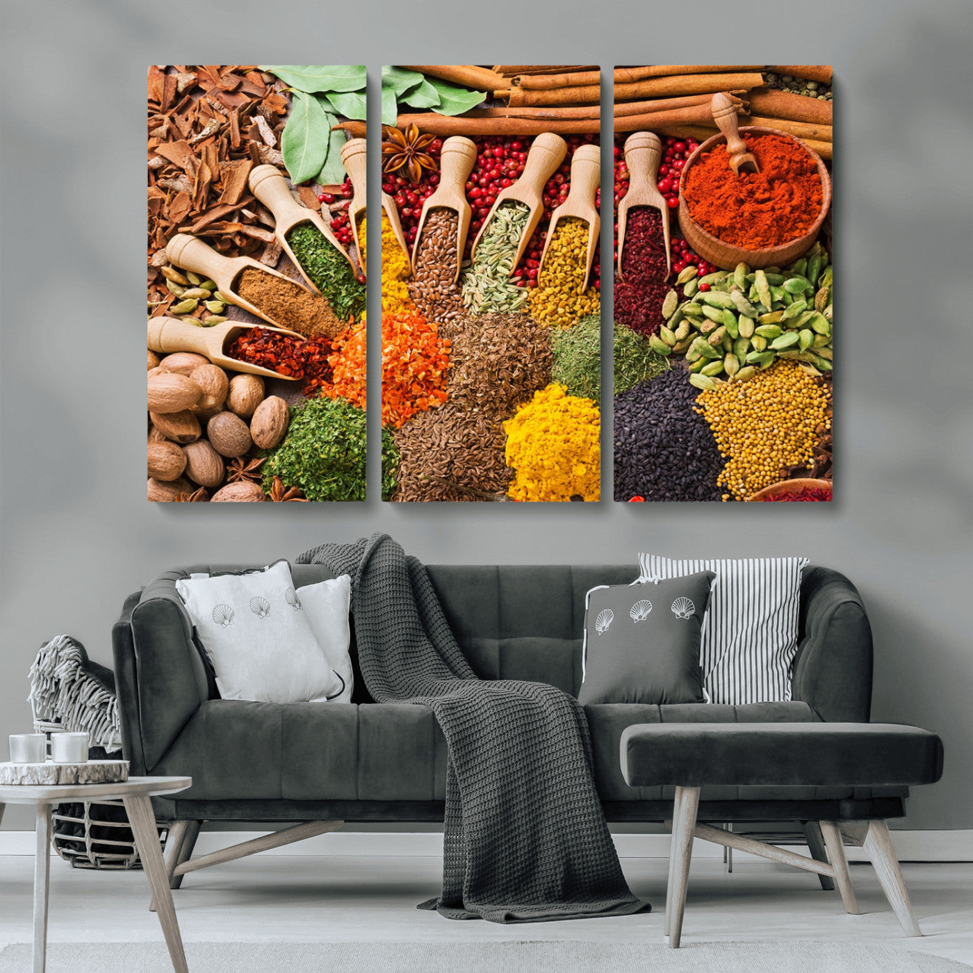 MGV-CV-48X32-3P - Herbs and Spices Art Canvas Print for Kitchen Kitchen, Dining Room Wall Decor