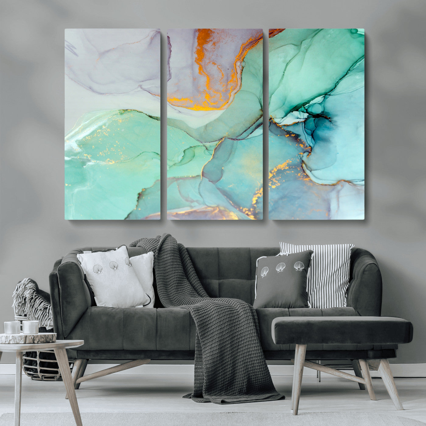 MGV-CV-48X32-3P - Colorful Marble Fluid Effect Canvas Wall Art Print