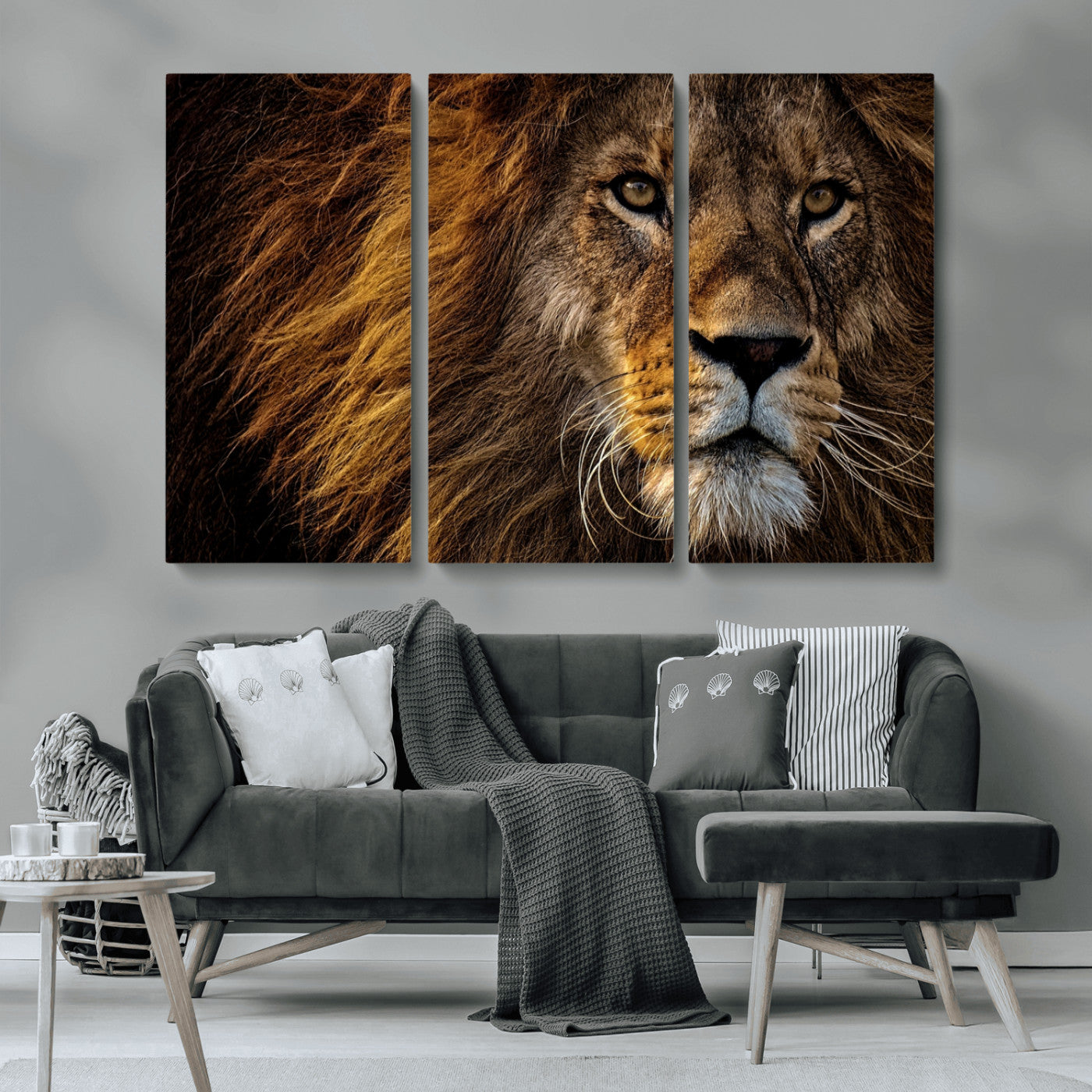 MGV-CV-48X32-3P - Mighty Lion Wall Art Animal Canvas Print