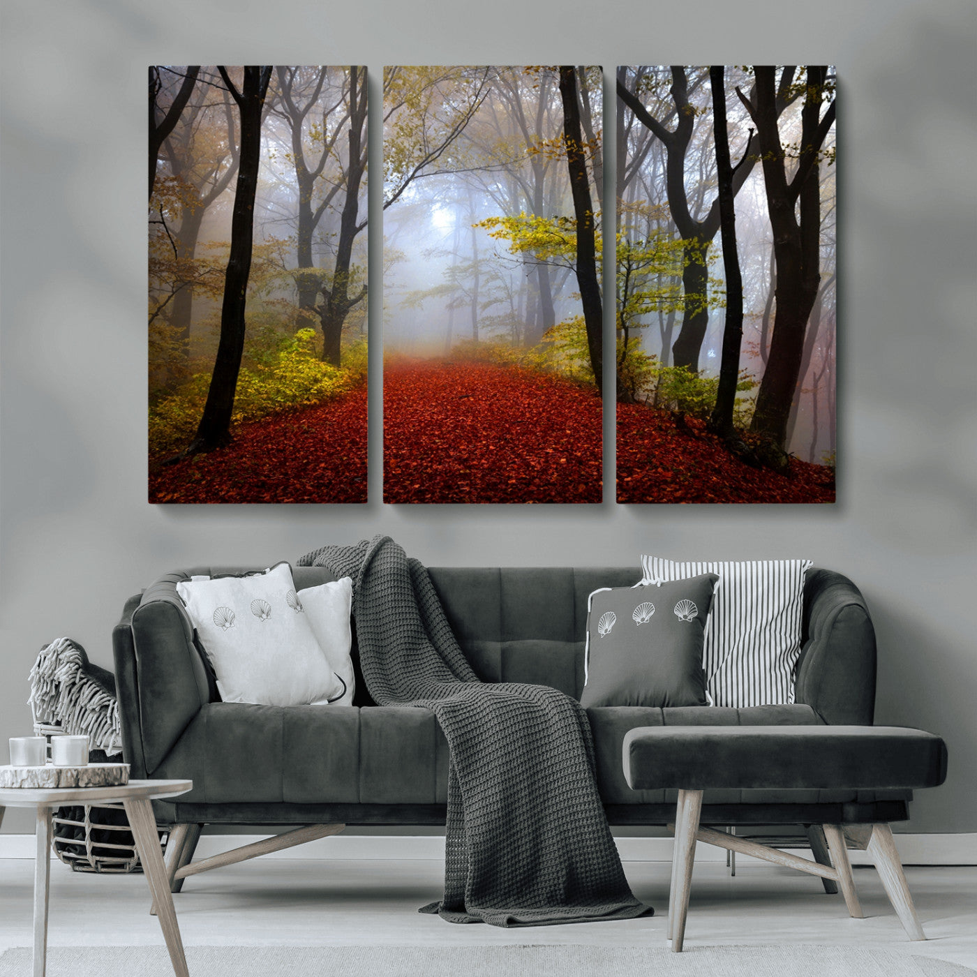 MGV-CV-48X32-3P - Foggy Forest Wall Art Landscape Canvas Print