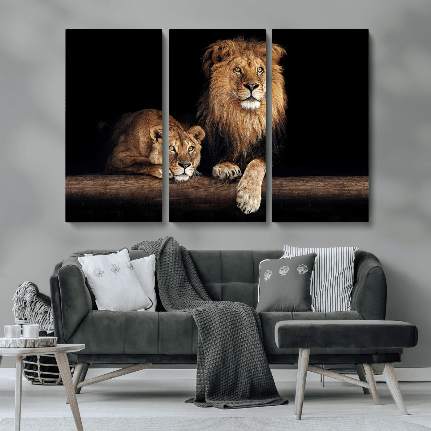 MGV-CV-48X32-3P - Lion Canvas Wall Art Animal Print