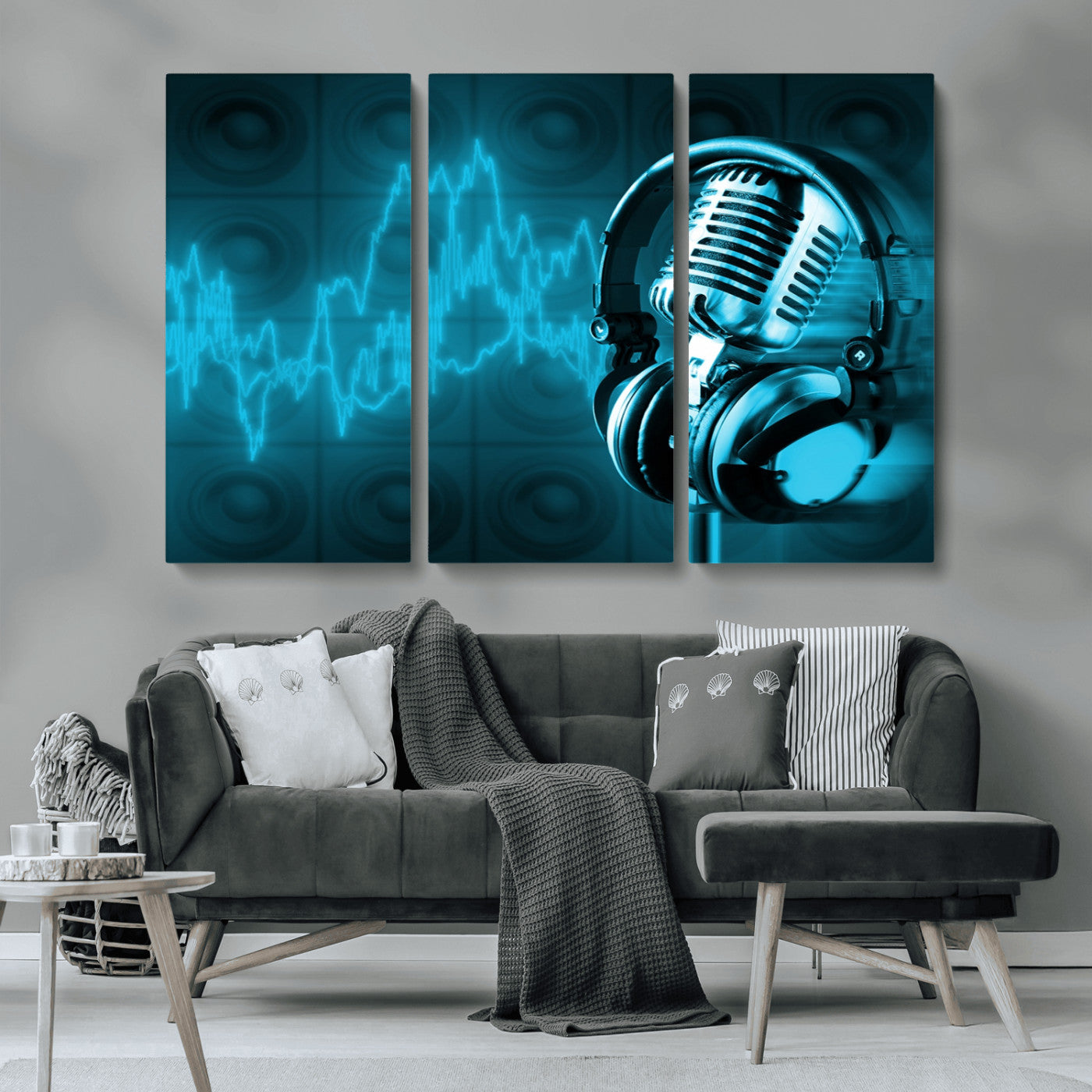 MGV-CV-48X32-3P - Music and Microphone Wall Art Canvas Print