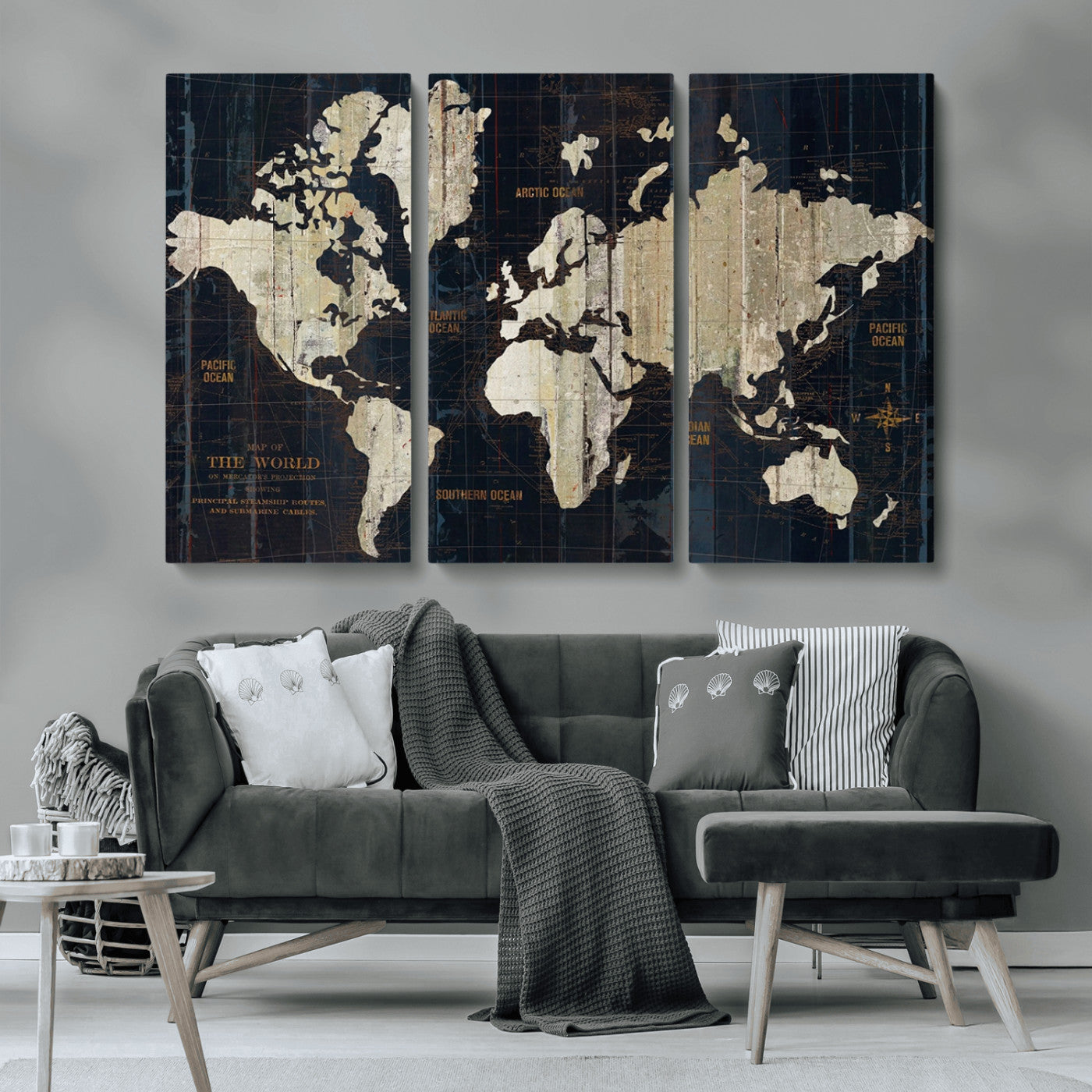 MGV-CV-48X32-3P - Push Pin World Map Canvas Print – Framed Wall Art for Couples to Track Their Travels – Anniversary