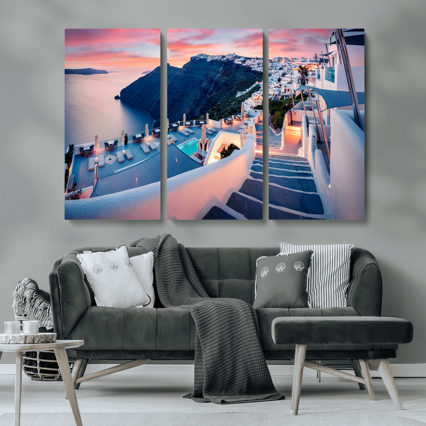 MGV-CV-48X32-3P - Santorini Island Wall Art Canvas Print