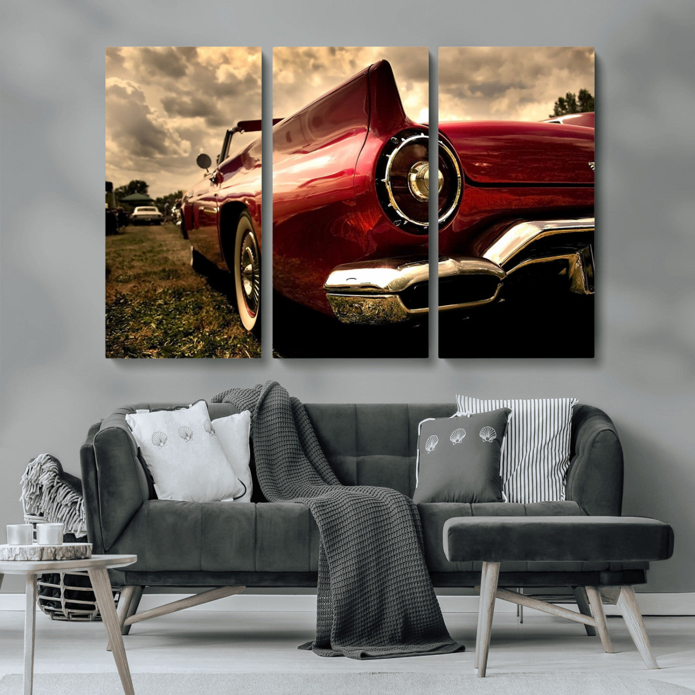 MGV-CV-48X32-3P - Red Classic Car Wall Art Canvas Print