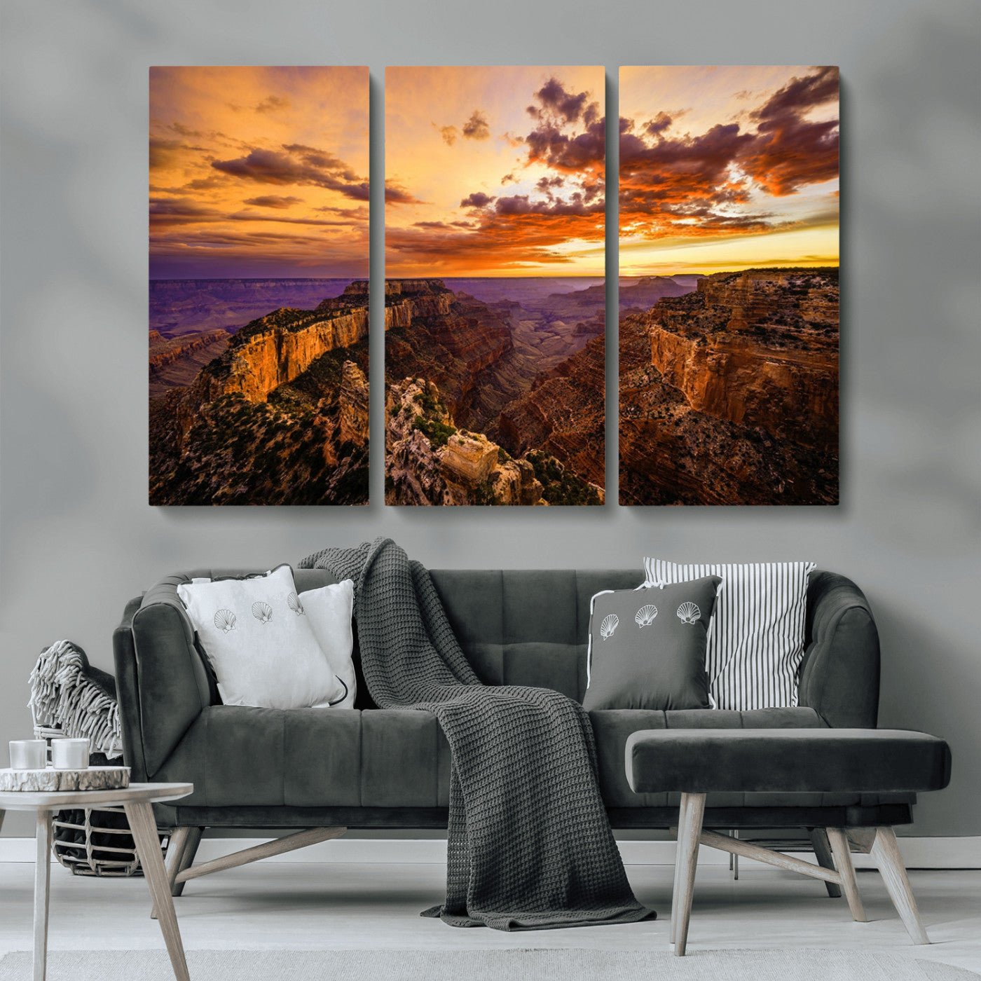 MGV-CV-48X32-3P - Mesmerizing Sunset from Grand Canyon Nal Park Wall Art, Grand Canyon Canvas Print