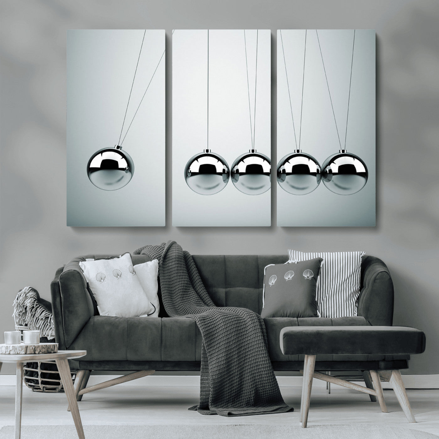MGV-CV-48X32-3P - Newton's Cradle Wall Art Canvas Print, Framed Newton Cradle Wall Art