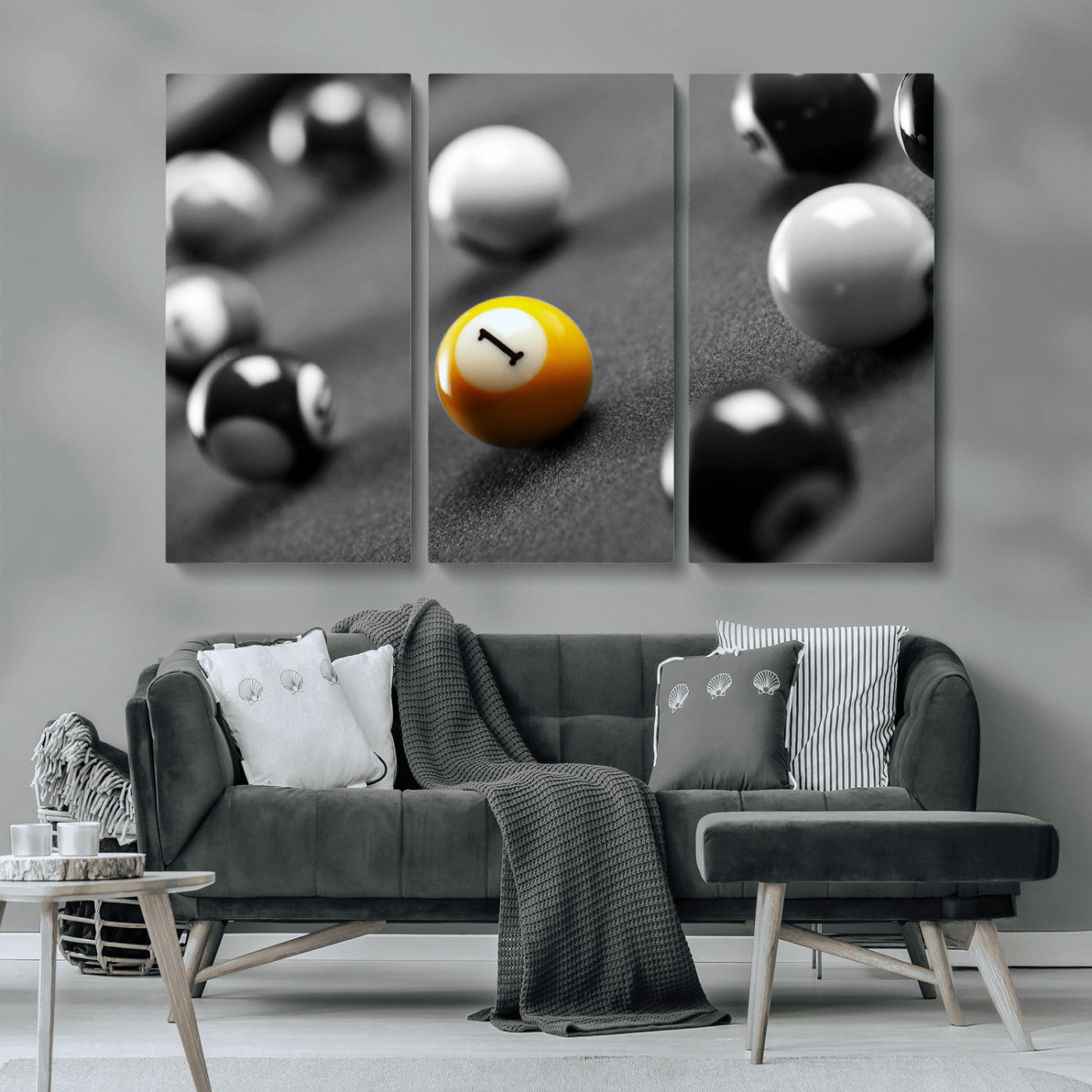 MGV-CV-48X32-3P - Wall Art Pool Table and Balls Canvas Print