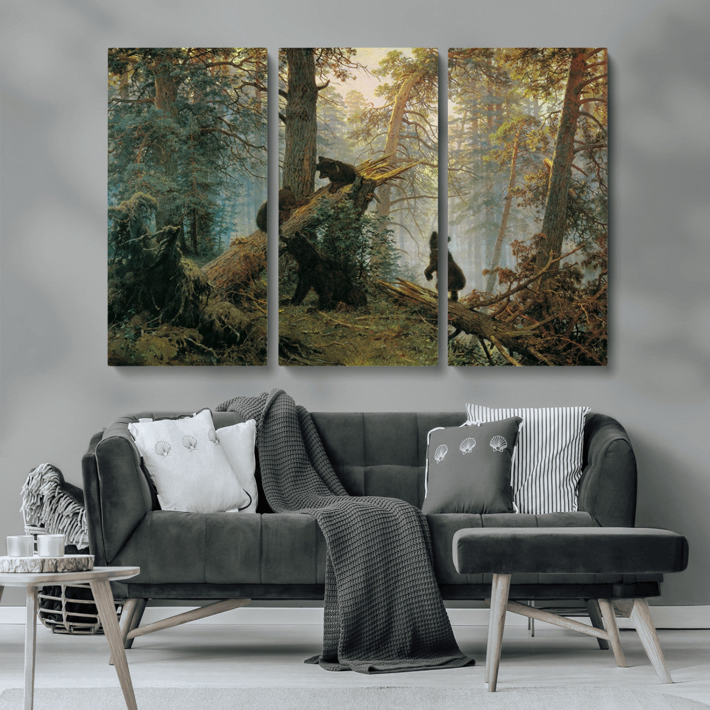 MGV-CV-48X32-3P - Grizzly Bear Cubs Wall Art Canvas Print