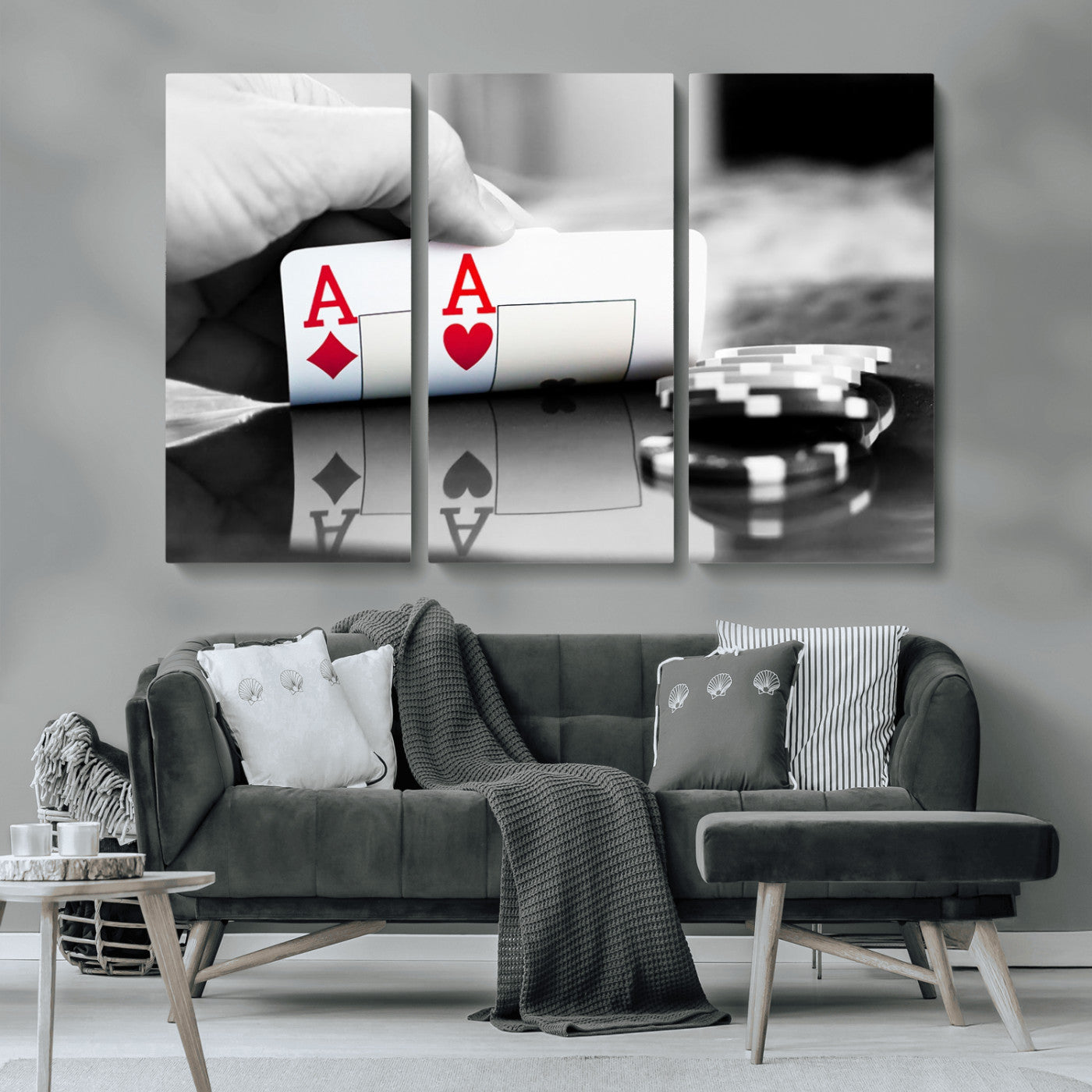 MGV-CV-48X32-3P - Aces Poker Art Poker Game Wall Art Canvas Print