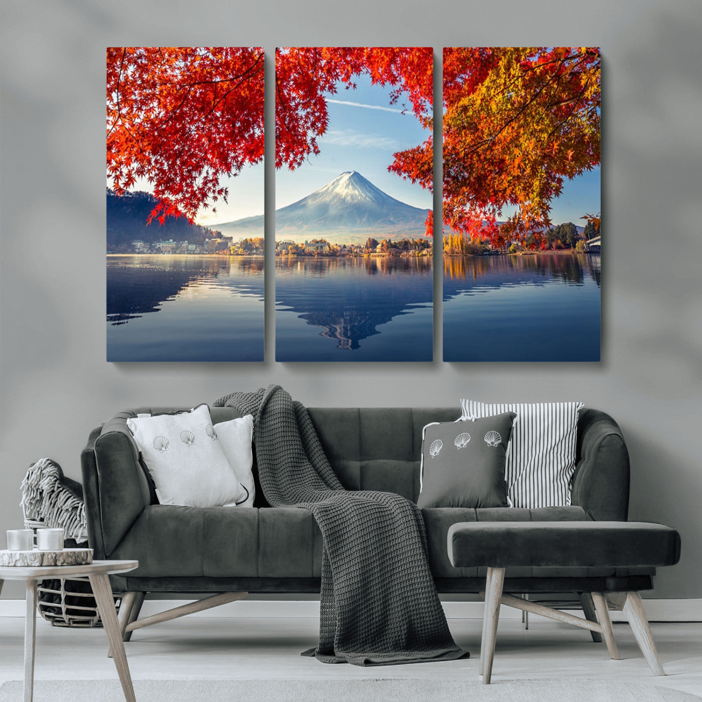 MGV-CV-48X32-3P - Mount Fuji Canvas Wall Art Japan Autumn Mountain Canvas Print Wall Art