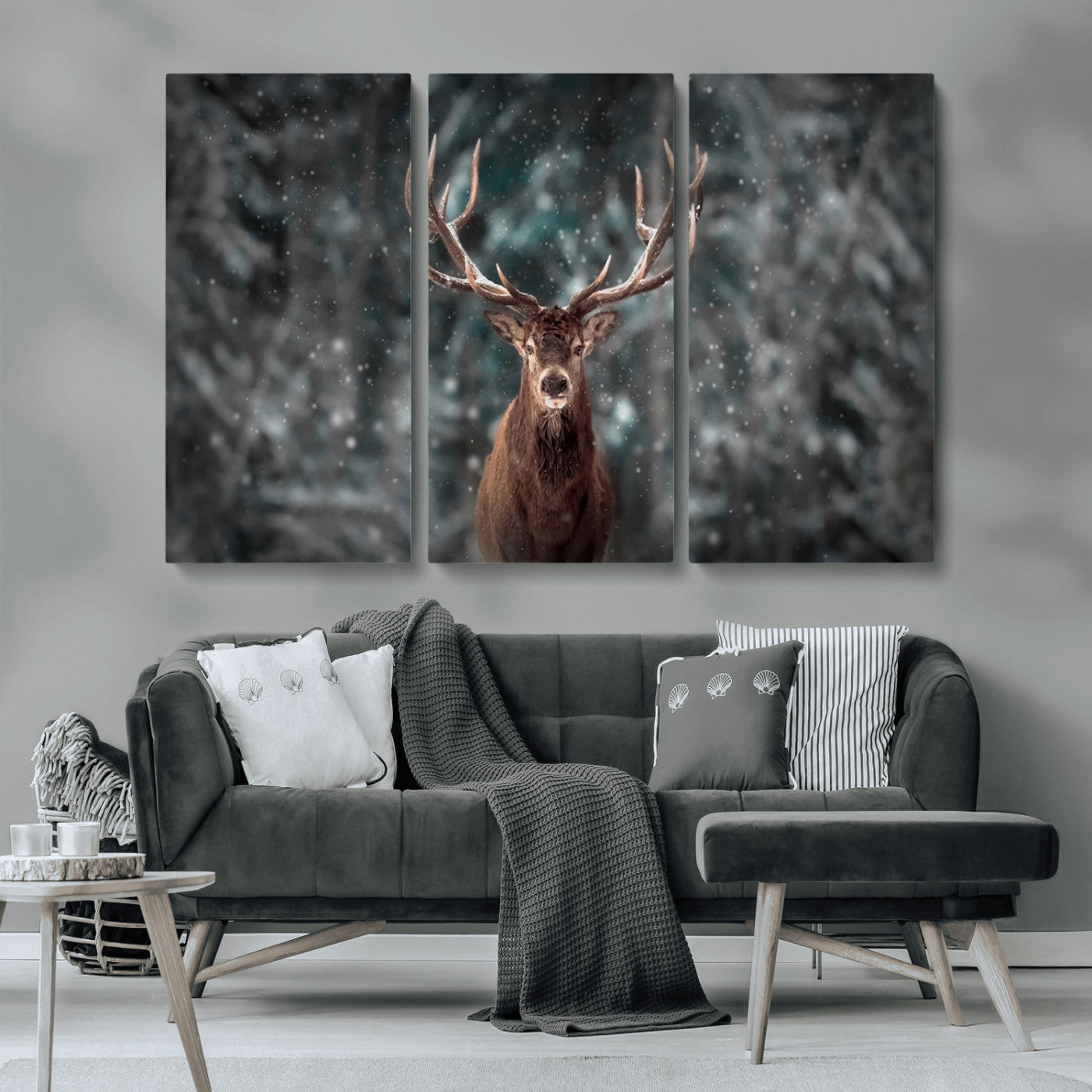 MGV-CV-48X32-3P - Wall Art Deer Art Animal Canvas, Framed Wall Art Deer Canvas Print