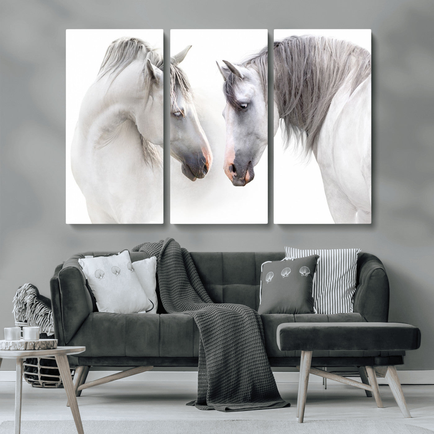 MGV-CV-48X32-3P - White Horse Wall Art Animal Canvas Print