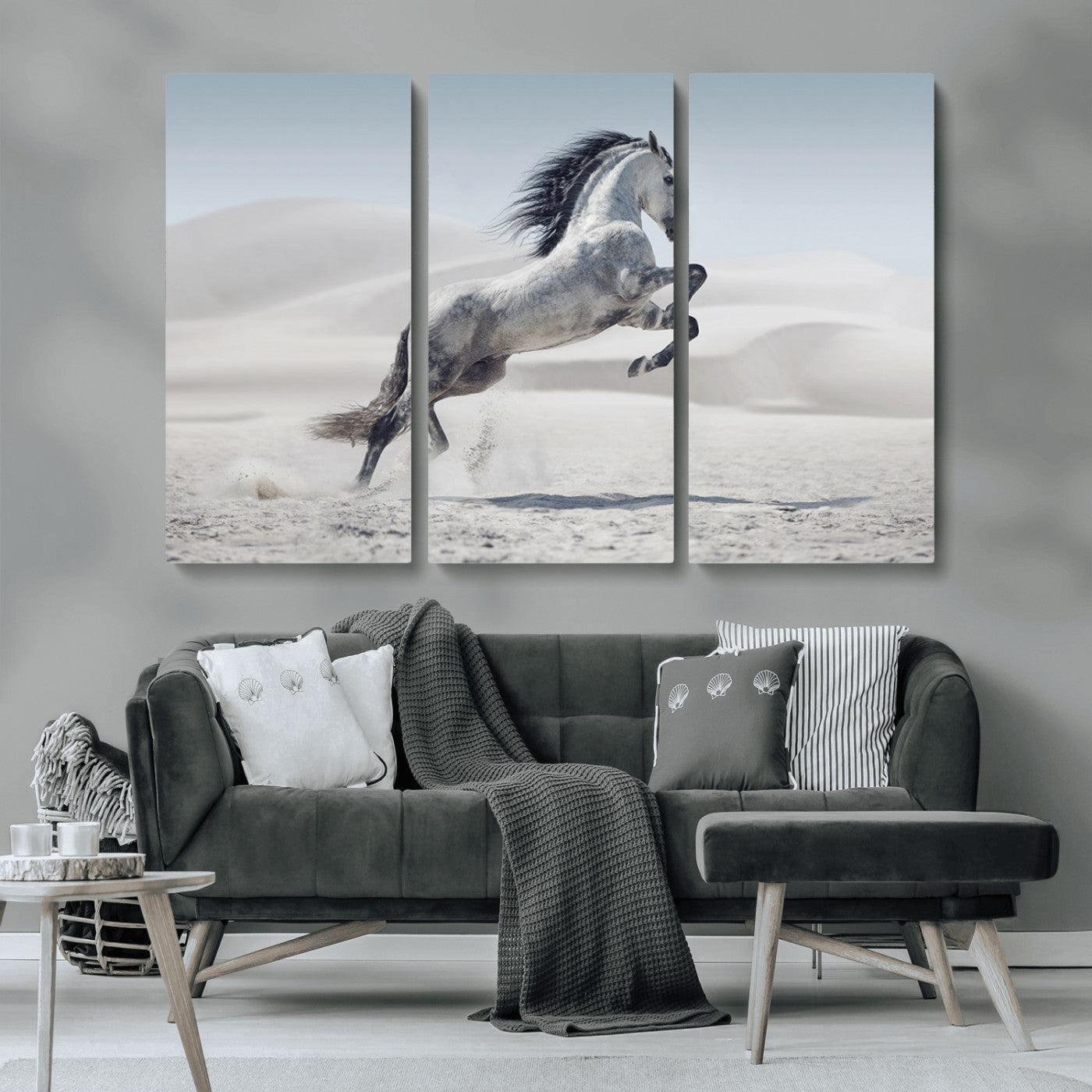 MGV-CV-48X32-3P - Prancing Horse on Dessert Large Wall Art Animal Canvas Print