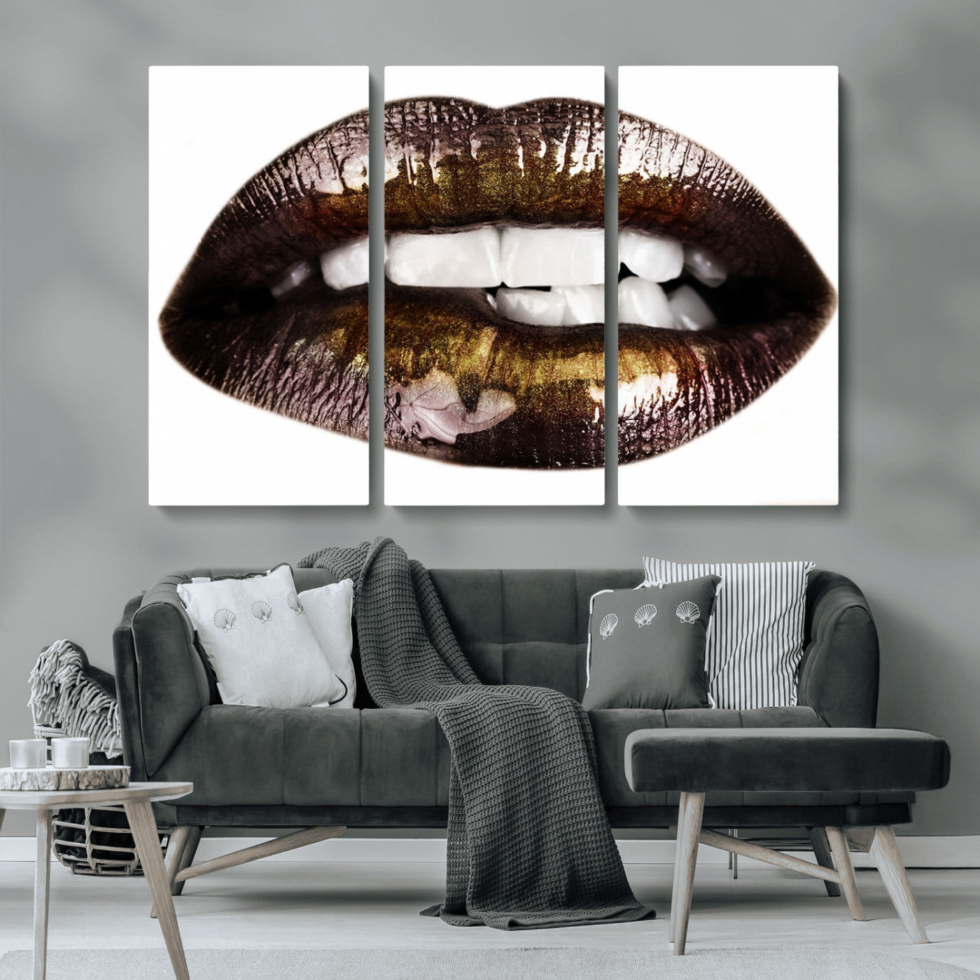 MGV-CV-48X32-3P - Close Up Lips Wall Art Canvas Print