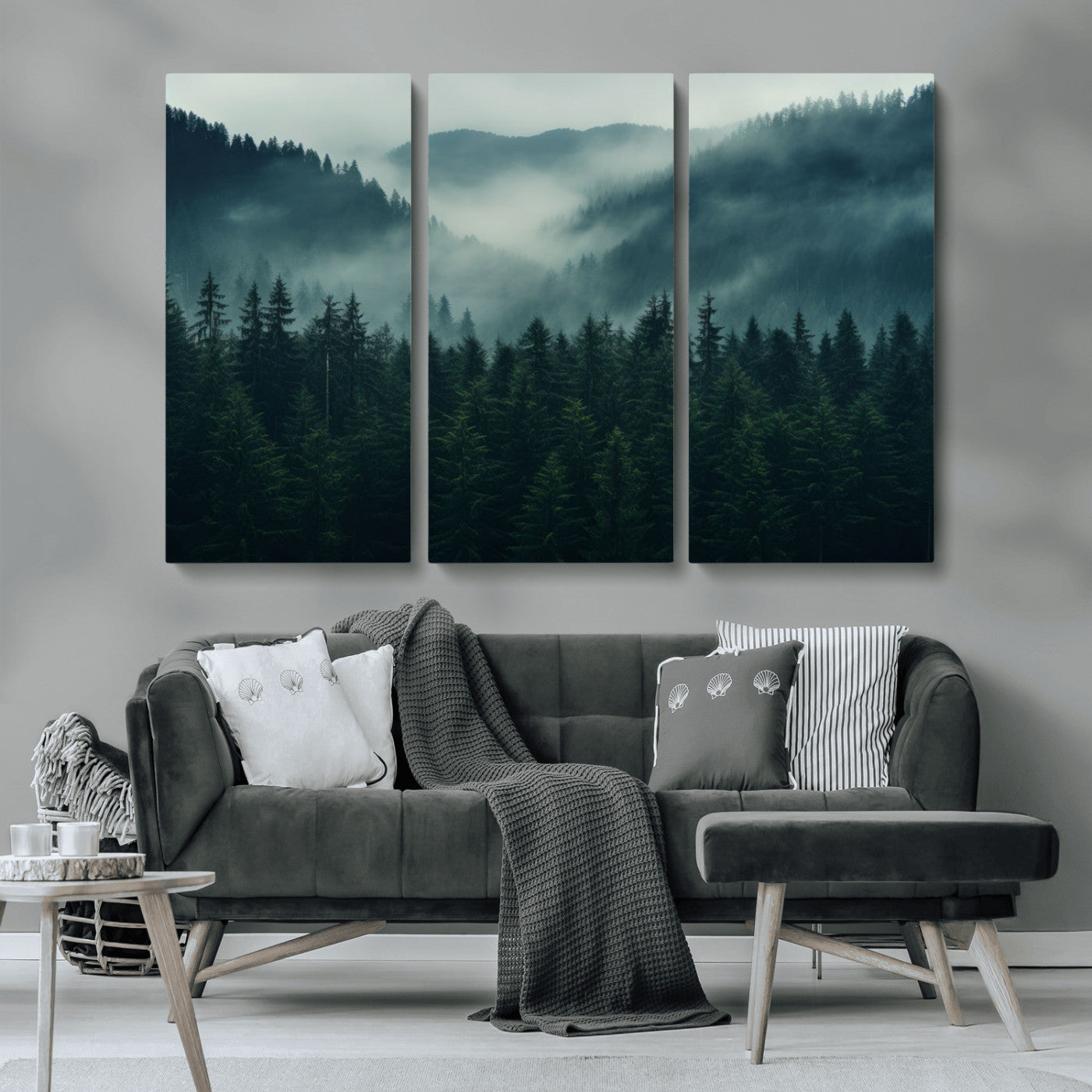 MGV-CV-48X32-3P - Captivating Misty Forest Wall Art Premium Canvas Print,  Foggy and Serene Atmosphere Wall Art Canvas