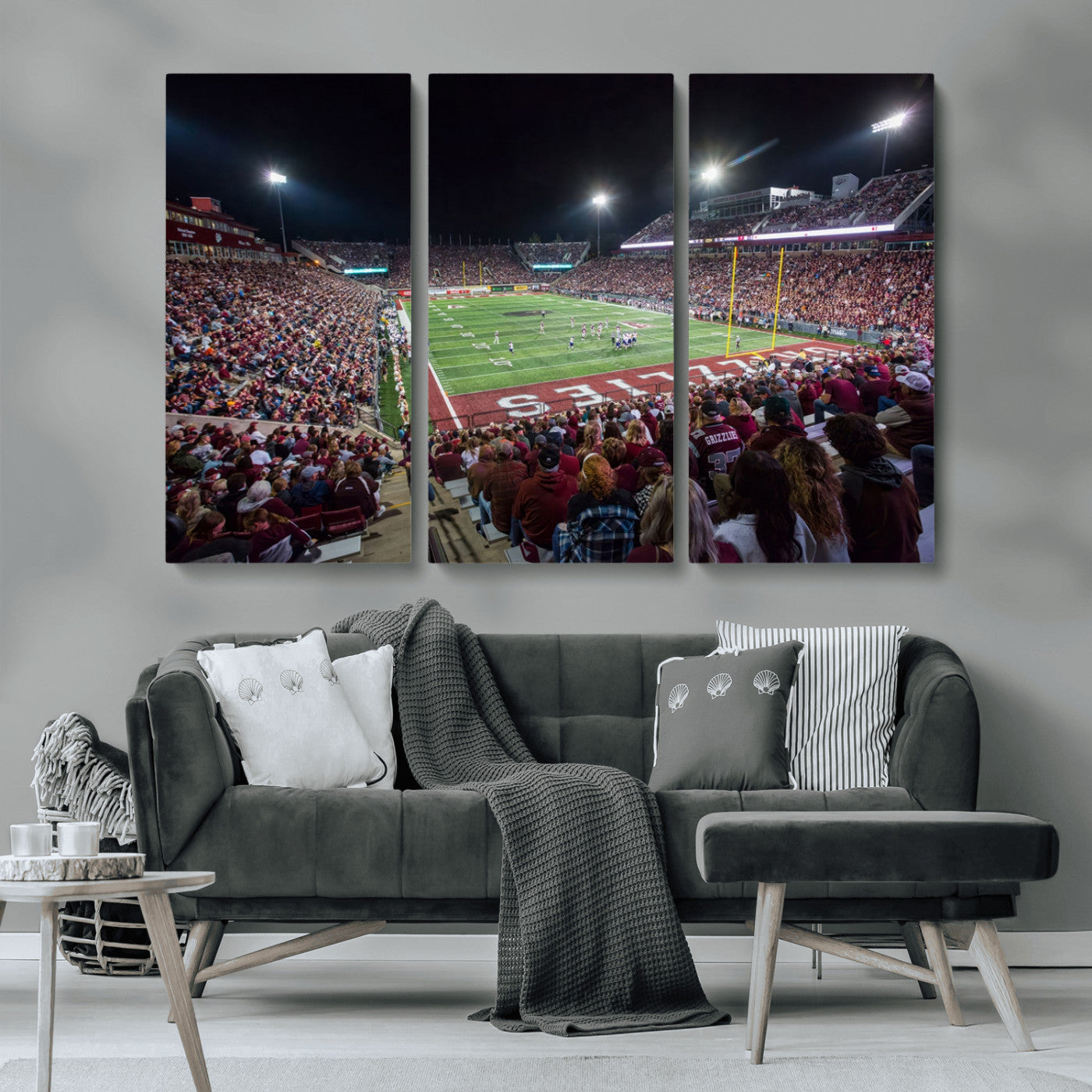 MGV-CV-48X32-3P - American Football Wall Art Canvas Print, Stadium Sport Wall Art Print