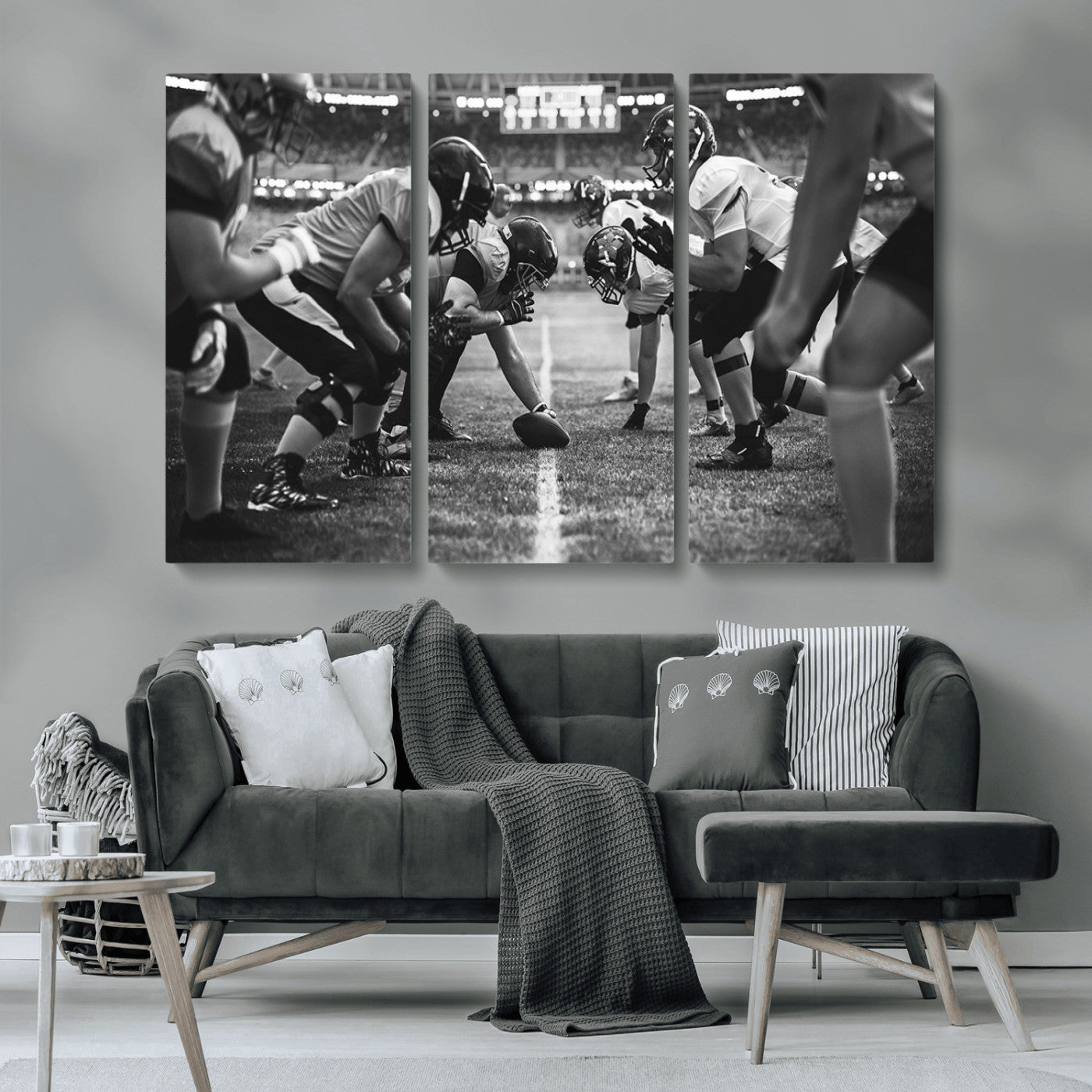MGV-CV-48X32-3P - American Football Wall Art Canvas Print, Stadium Sport Wall Art Print