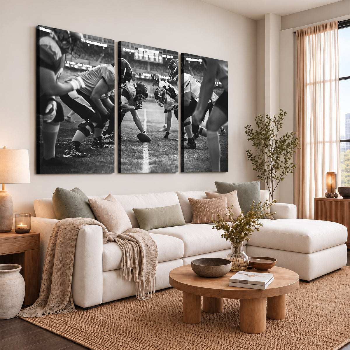 13273-MGV-CV-36X24 - American Football Wall Art Canvas Print Framed Stadium Sport