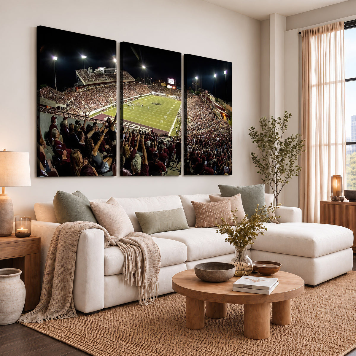 94126-MGV-CV-36X24 - Washington-Grizzly Stadium Canvas Wall Art | Exciting Game Night Atmosphere in Panoramic View