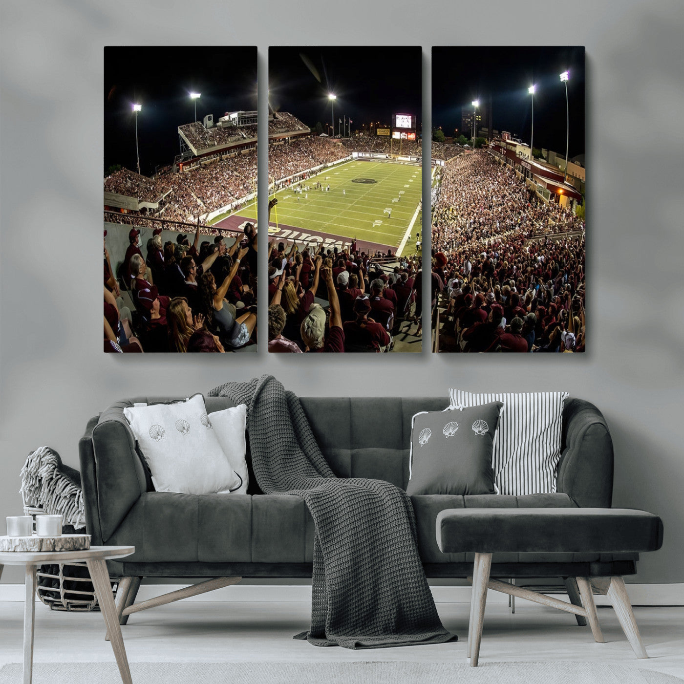 94126-MGV-CV-48X32-3P-Washington-Grizzly Stadium Canvas Wall Art – Exciting Game Night Atmosphere Captured in Panoramic