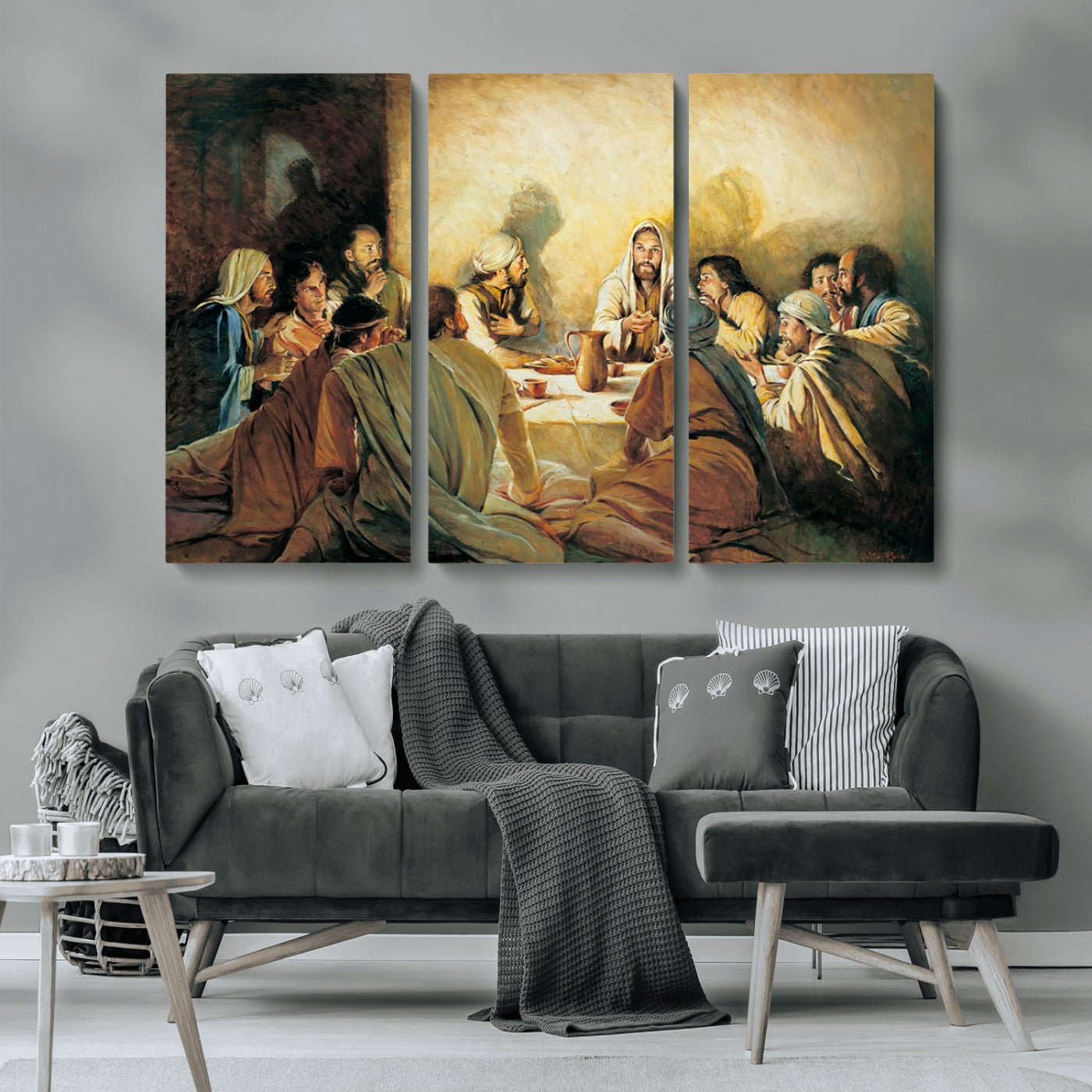 MGV-CV-48X32-3P - Last Supper Wall Art Canvas Print, Framed Jesus Painting Art Picture Print, Moderne Bibel Perfect Traditional/Religious Decor Artwork