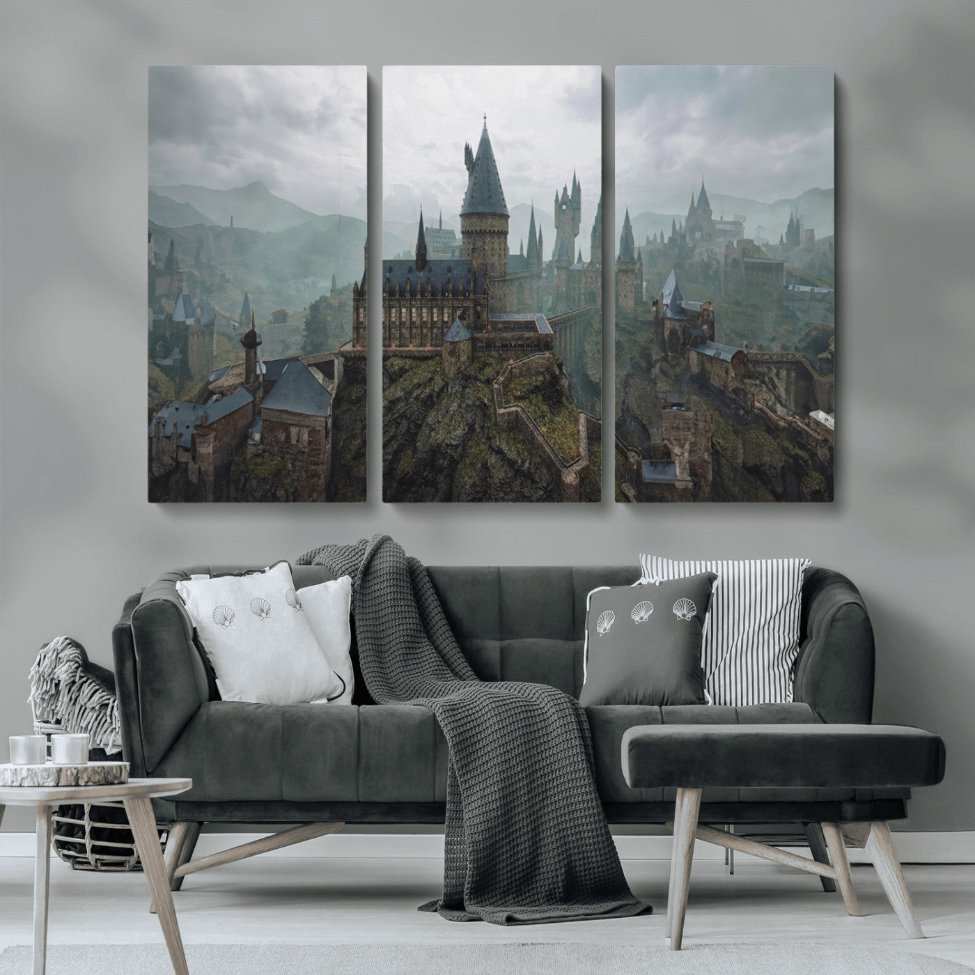 MGV-CV-48X32-3P - Disney Castle Wall Art Canvas Print, Living Kids Home Room Decor Art Print