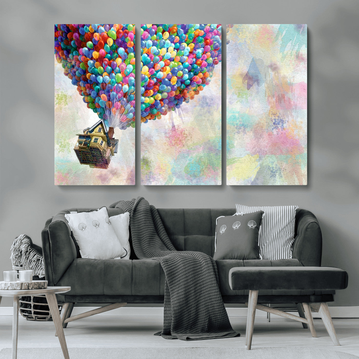 MGV-CV-48X32-3P - Up Pixar Poster, Look Up Pixar Wall Art, Up Pixar Canvas, Kids Play Game Room Decor Wall Art