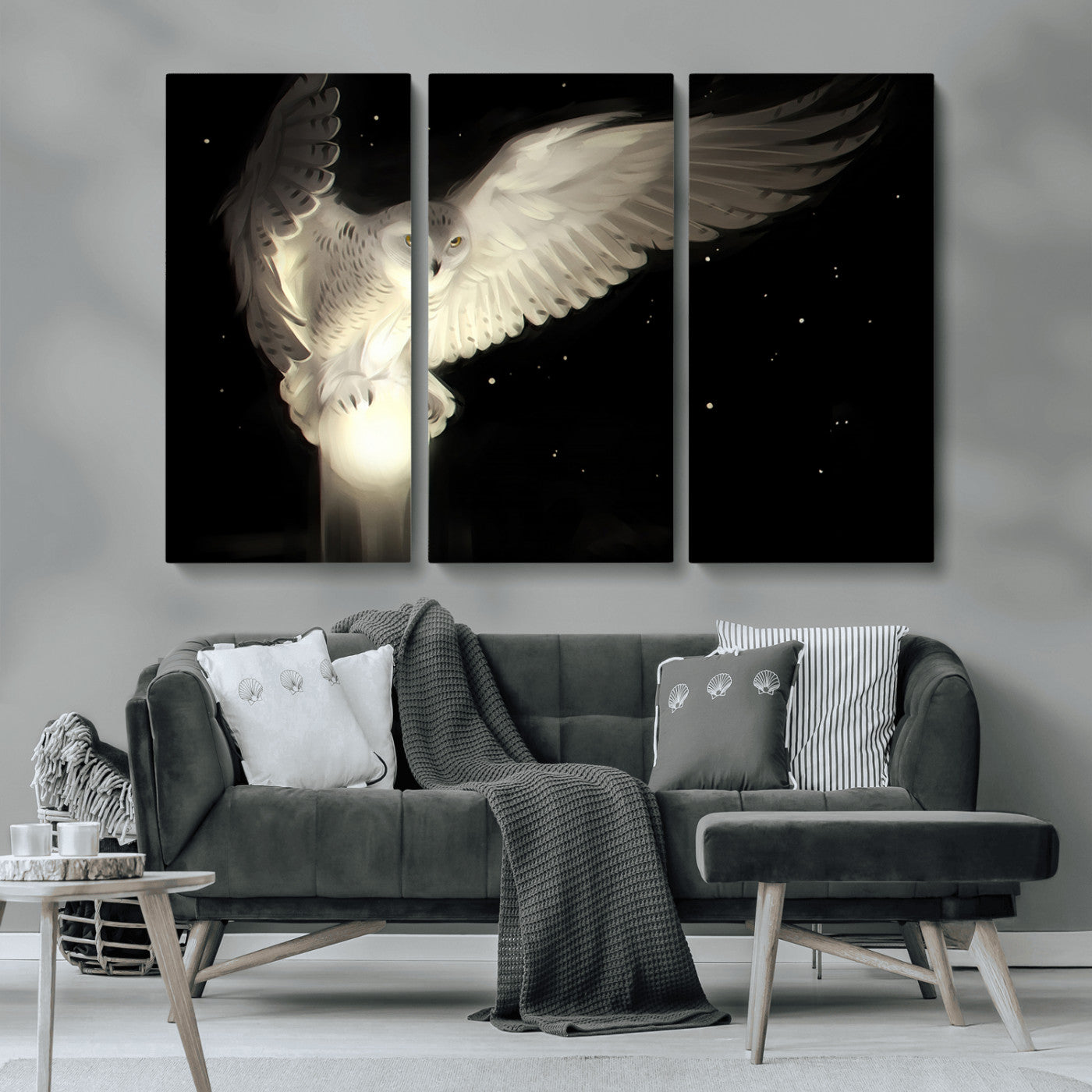 MGV-CV-48X32-3P - Night Owl Art -  Illuminating the Darkness – Unique Animal-Inspired Wall Art for Modern Decor |