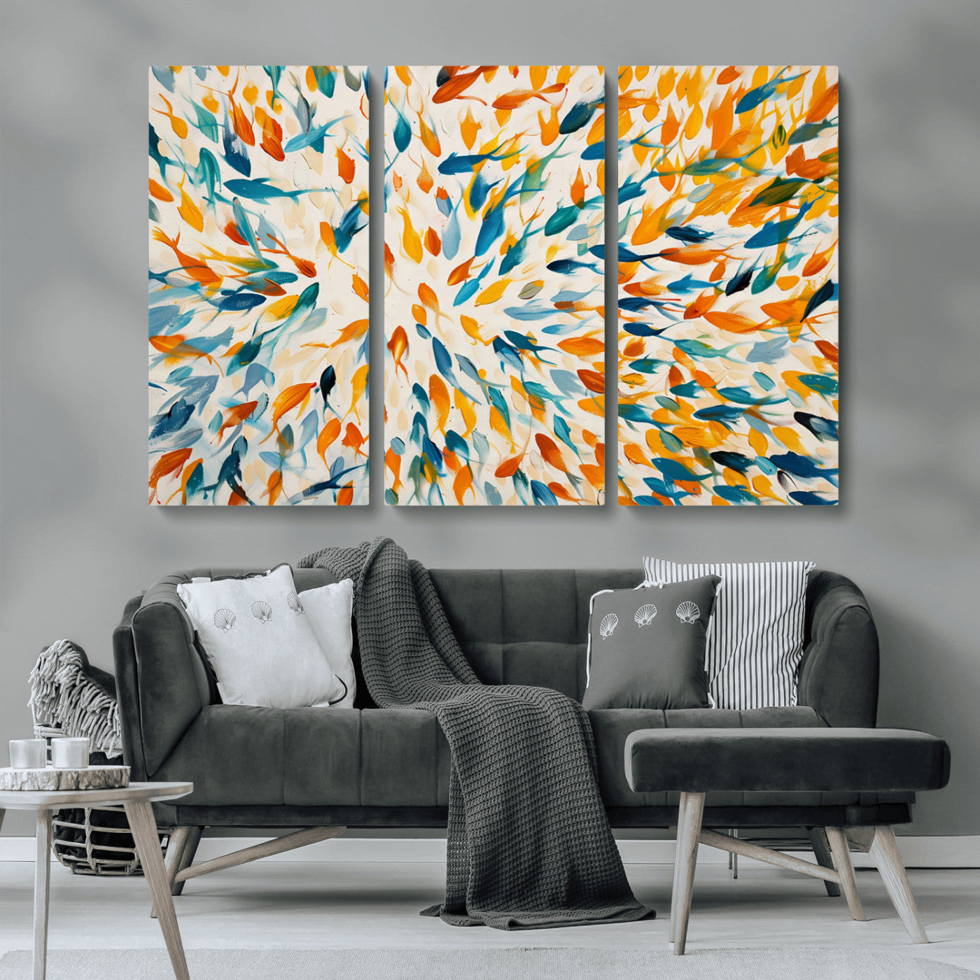 -Colorful Fish Wall Art Print – Abstract Ocean-Inspired Wall Art for Modern Spaces | Framed Canvas,