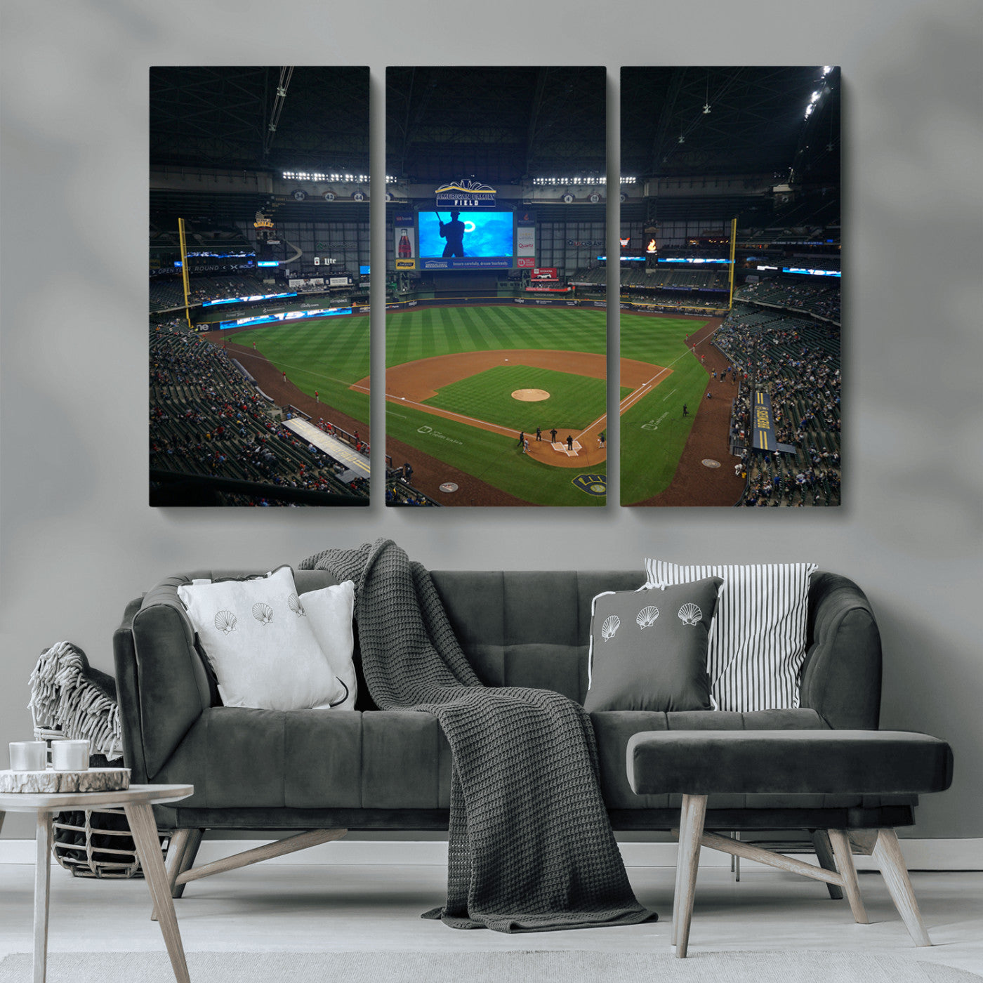 MGV-CV-48X32-3P - Milwaukee Brewers Baseball Art Print - American Family Field Stadium Wall Art Canvas Print