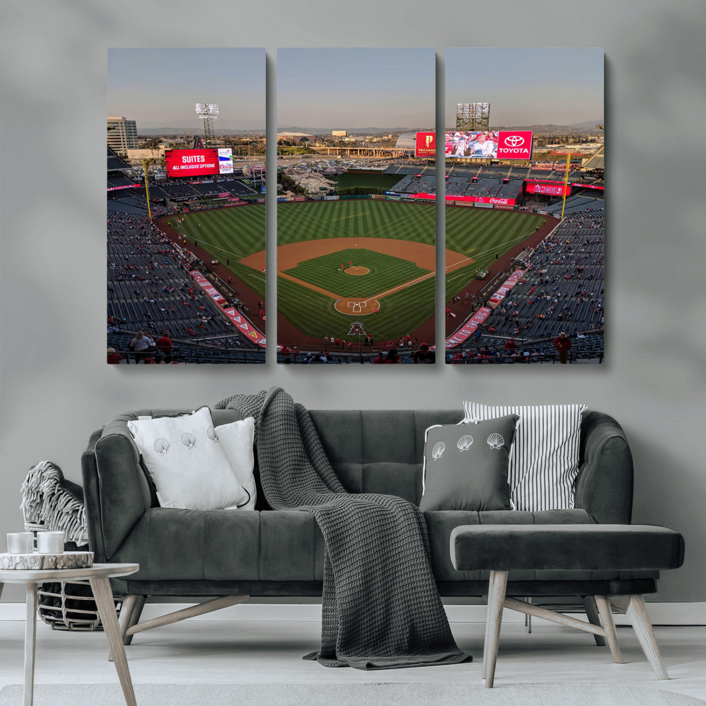 MGV-CV-48X32-3P - Los Angeles Angels Baseball Canvas Print - Anaheim Angel Stadium Wall Art Canvas Print