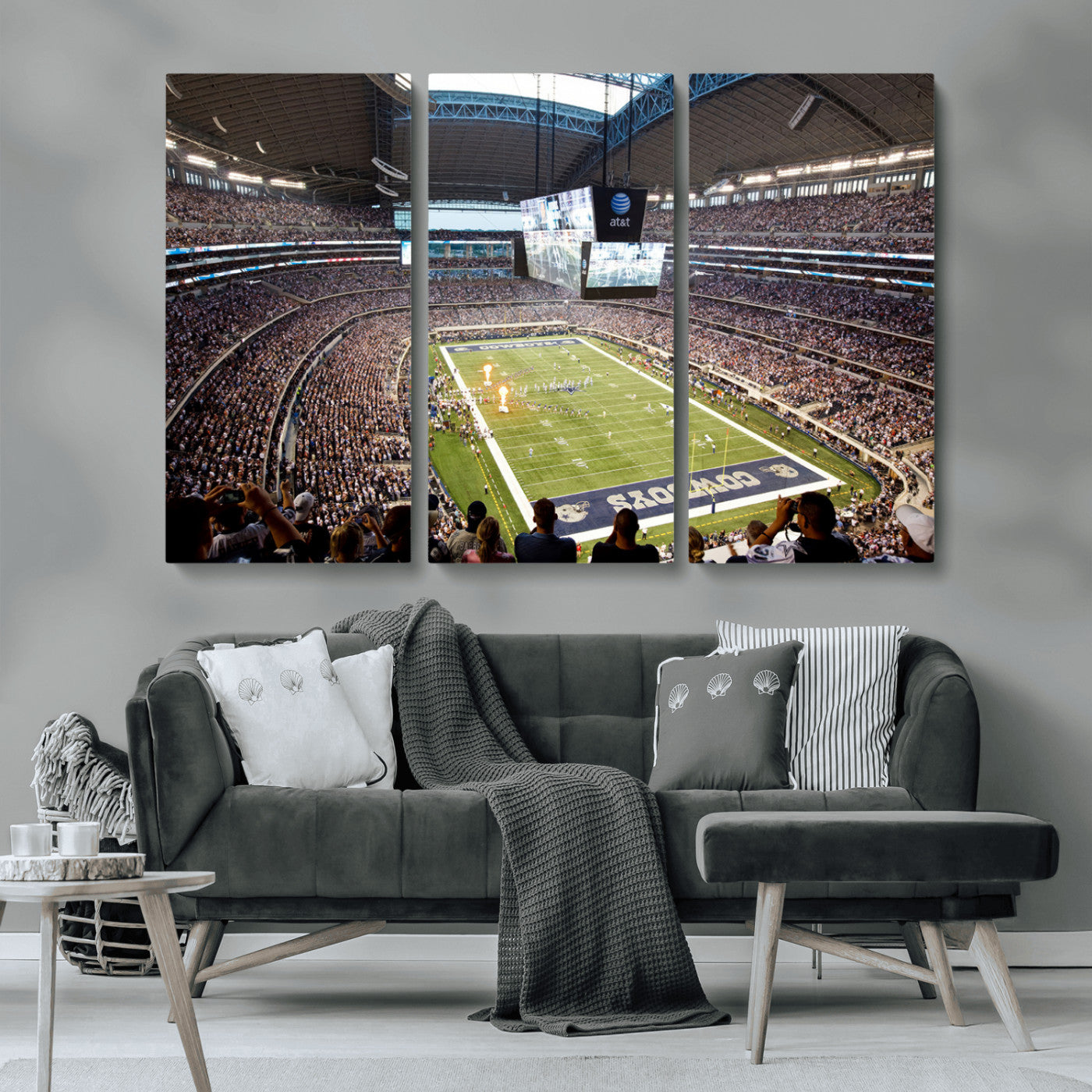 MGV-CV-48X32-3P - Dallas Cowboys Football Team Print - Arlington AT&T Stadium Wall Art Canvas Print