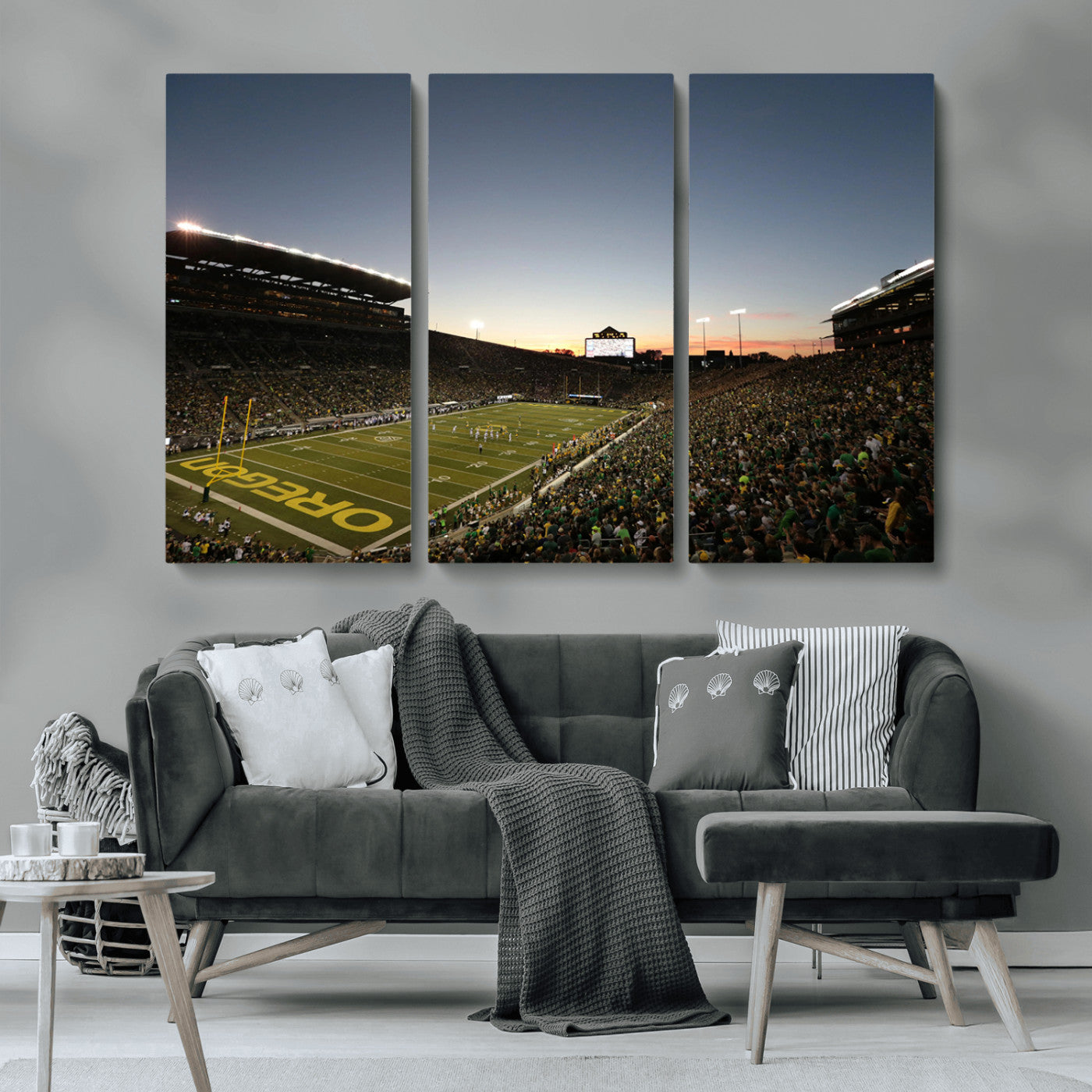 MGV-CV-48X32-3P - Oregon Ducks Football Team Print - Eugene Autzen Stadium Wall Art Canvas Print