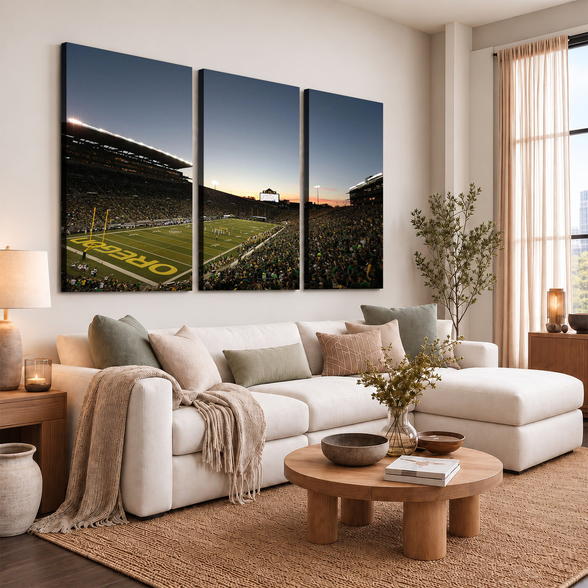 21429-MGV-CV-36X24 - Oregon Ducks Football Team Print - Eugene Autzen Stadium Wall Art Canvas Print