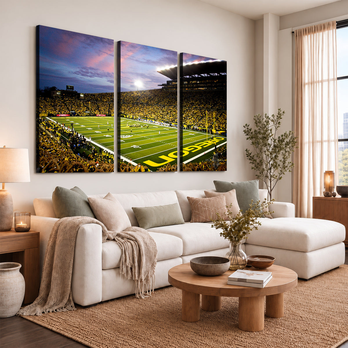 72017-MGV-CV-36X24 - University of Oregon Ducks Football Team Print, Eugene, Framed and Ready to Hang
