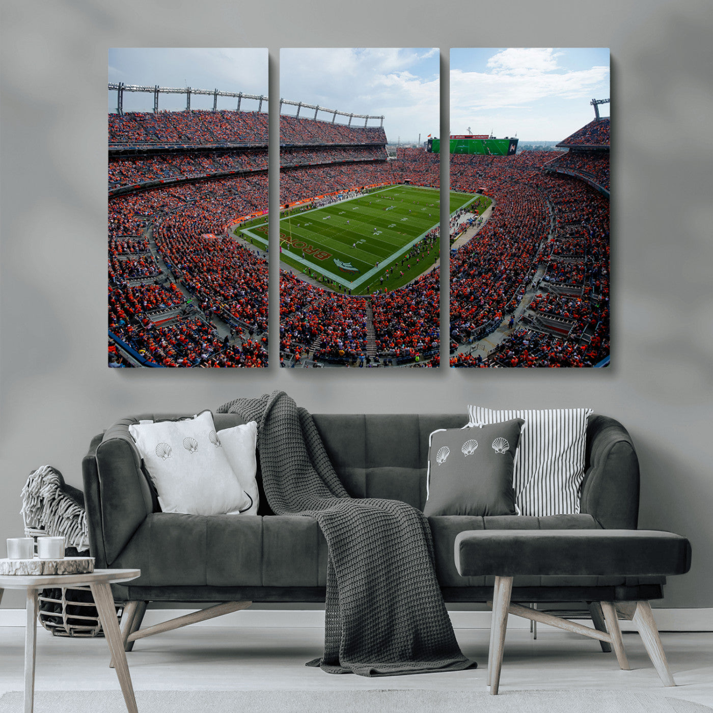 MGV-CV-48X32-3P - Denver Broncos Football Team Print - Empower Field Mile High Stadium Wall Art Canvas Print