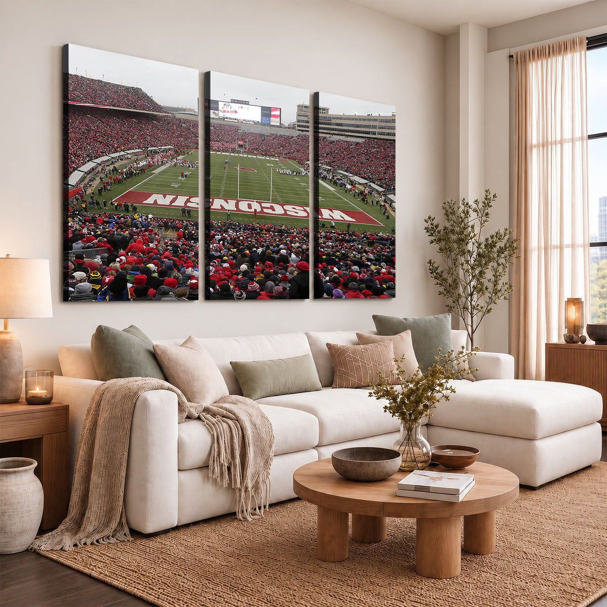 23461-MGV-CV-36X24 - Wisconsin Badgers Team Print Canvas, Madison Camp Randall Stadium Wall Art