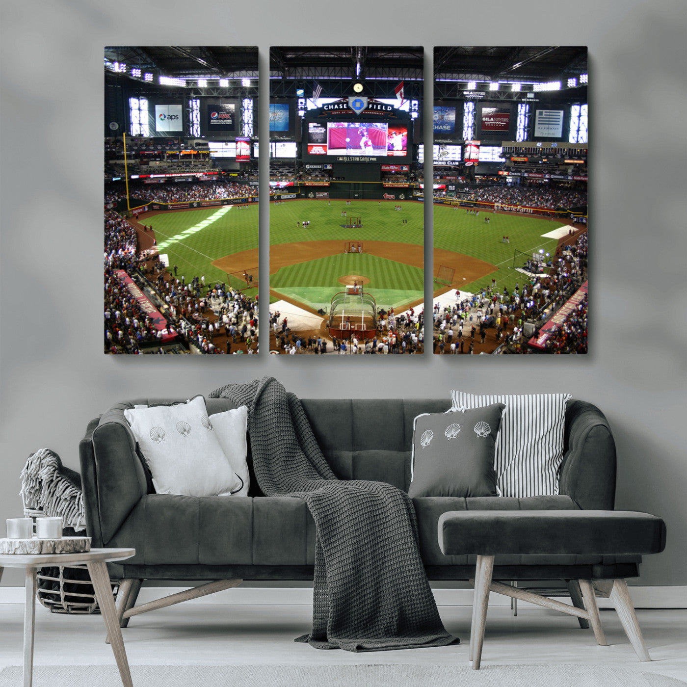 MGV-CV-48X32-3P - Arizona Diamondbacks Baseball Team Print - Phoenix Chase Field Baseball Stadium Wall Art Canvas
