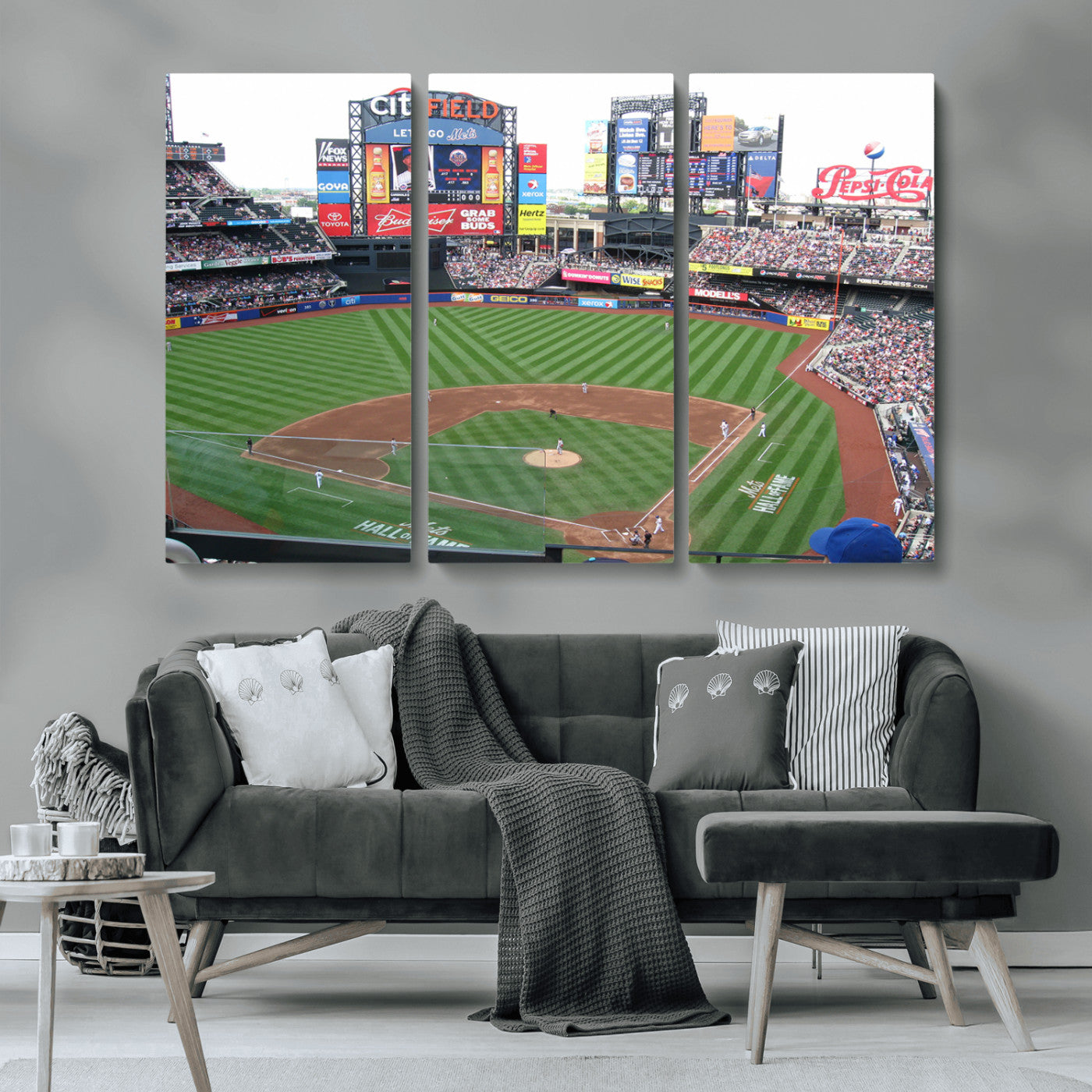MGV-CV-48X32-3P - New York Mets Baseball Team Print - Citi Field Baseball Stadium Wall Art Canvas Print