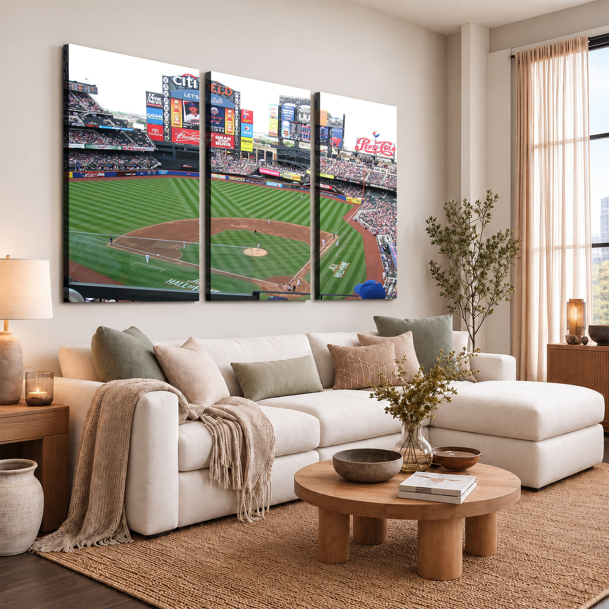 64829-MGV-CV-36X24 - New York Mets Baseball Team Print, Citi Field Baseball Stadium Wall Art