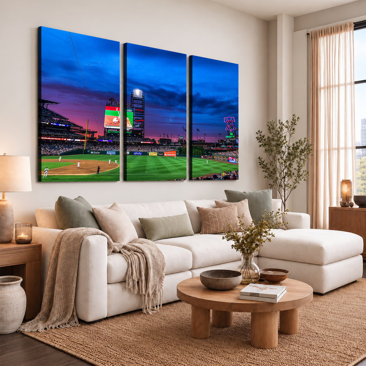 20427-MGV-CV-36X24 - Philadelphia Phillies Baseball Team Print, Citizens Bank Park, Extra Large Game Room Wall Decor