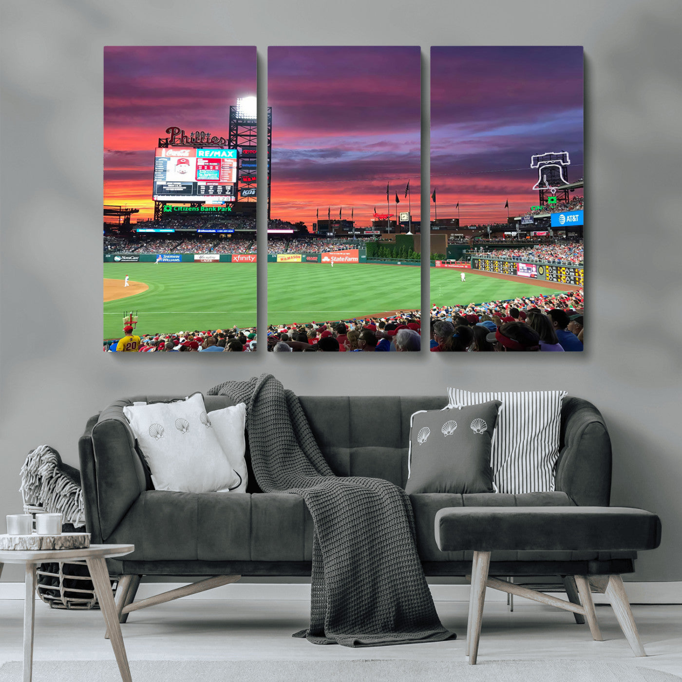 MGV-CV-48X32-3P - Philadelphia Phillies Baseball Team Print - Philadelphia Citizens Bank Park Stadium Wall Art Canvas