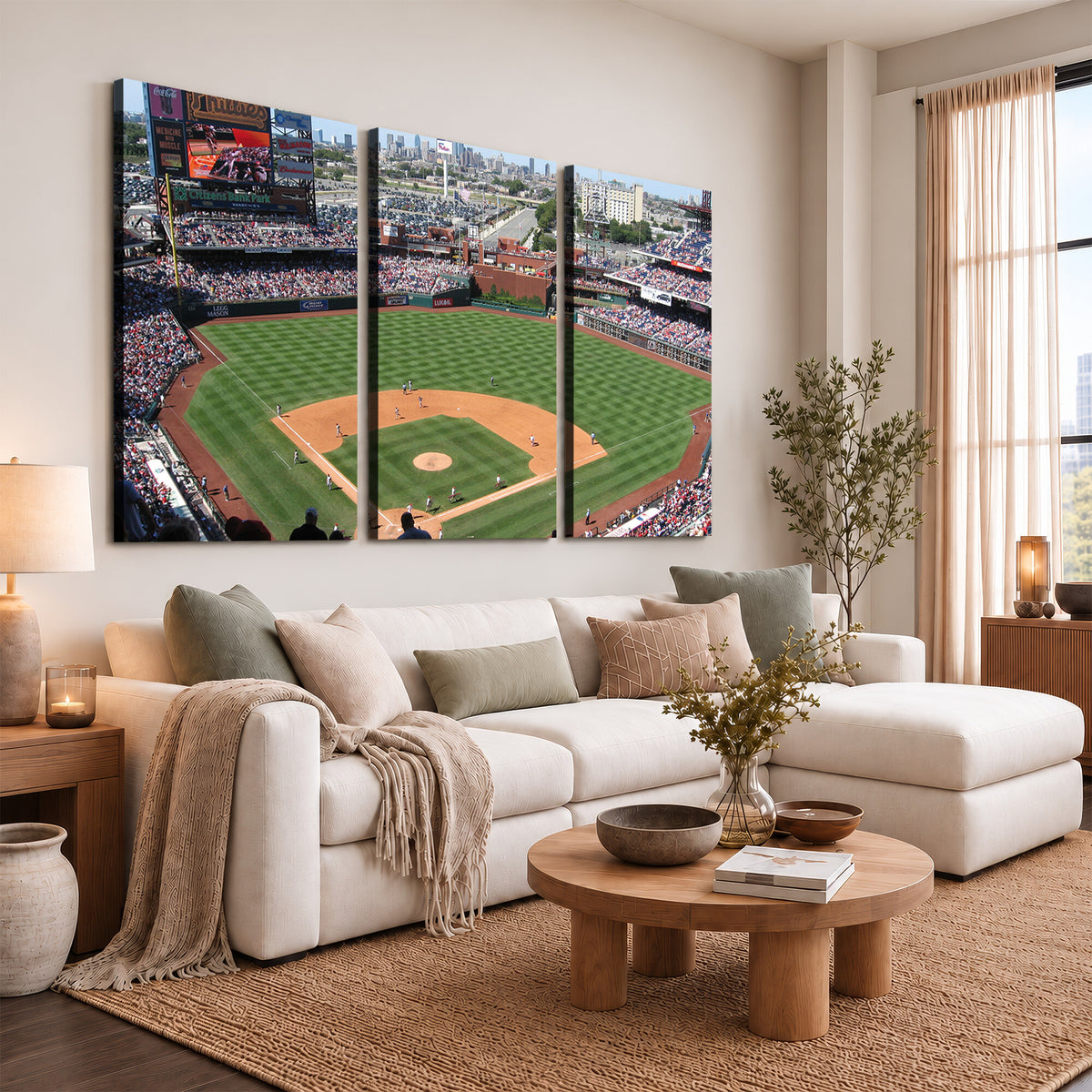 85755-MGV-CV-36X24 - Philadelphia Phillies Baseball Team Print - Philadelphia Citizens Bank Park Stadium Wall Art Canvas