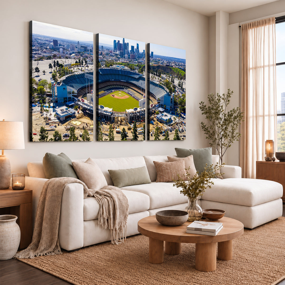 58596-MGV-CV-36X24 - Los Angeles Dodgers Dodger Stadium Wall Art Canvas Print, Extra Large Game Room Wall Decor