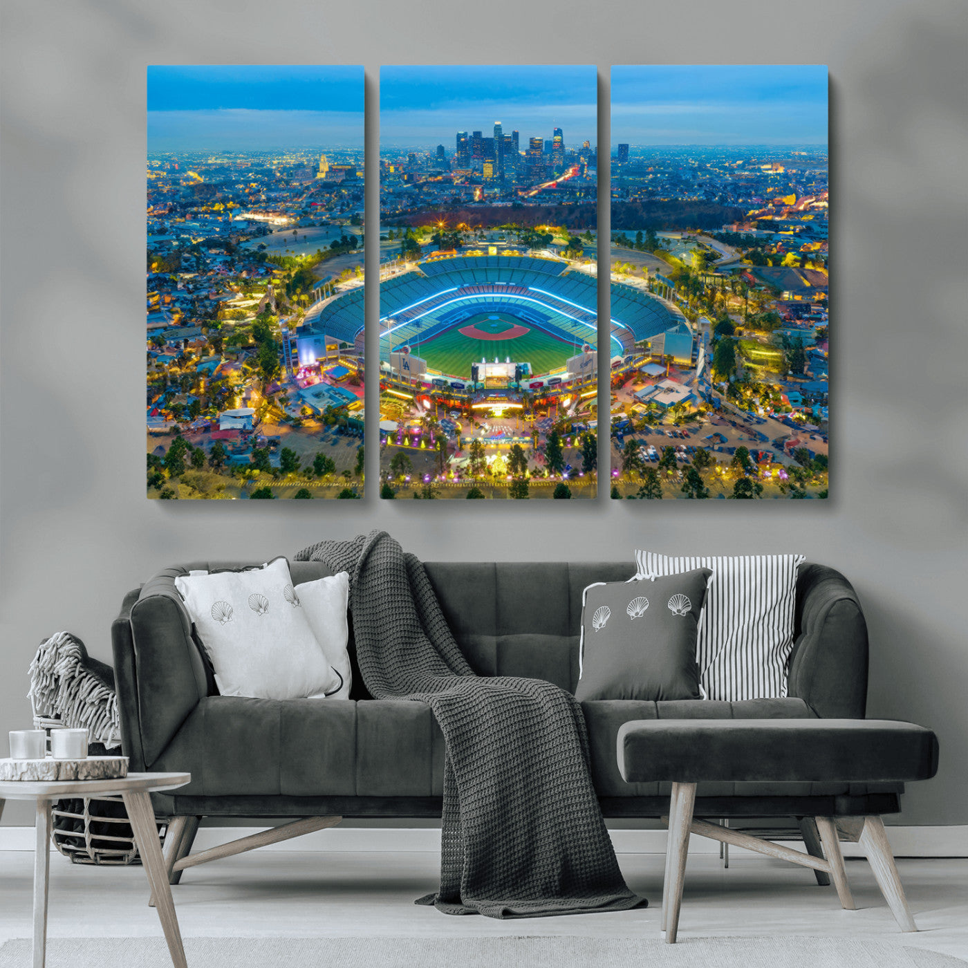 MGV-CV-48X32-3P - Los Angeles Dodgers Wall Art Canvas, Dodger Stadium Wall Art Canvas Print - MLB Baseball Stadium