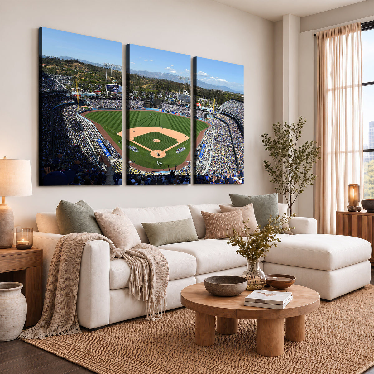 20436-MGV-CV-36X24 - Los Angeles Dodgers Dodger Stadium Wall Art Canvas Print, Framed and Ready to Hang