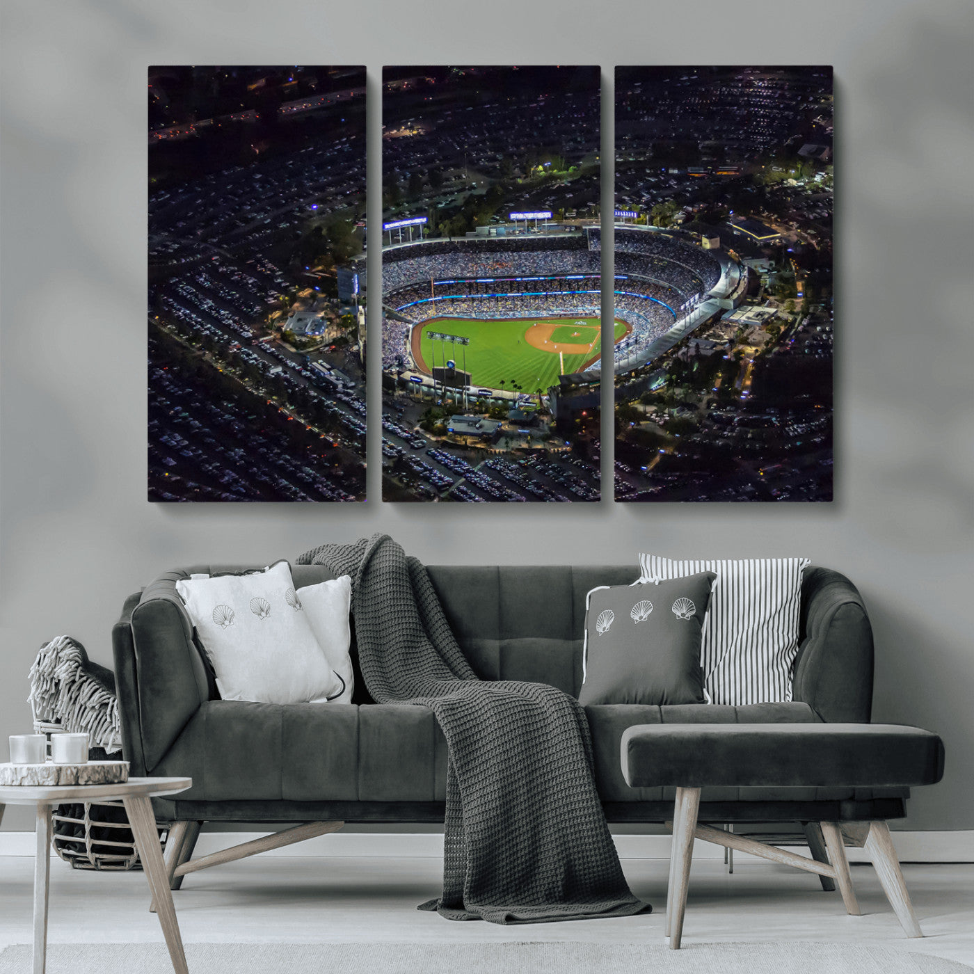 MGV-CV-48X32-3P - Los Angeles Dodgers Dodger Stadium Wall Art Canvas Print - MLB Baseball Stadium